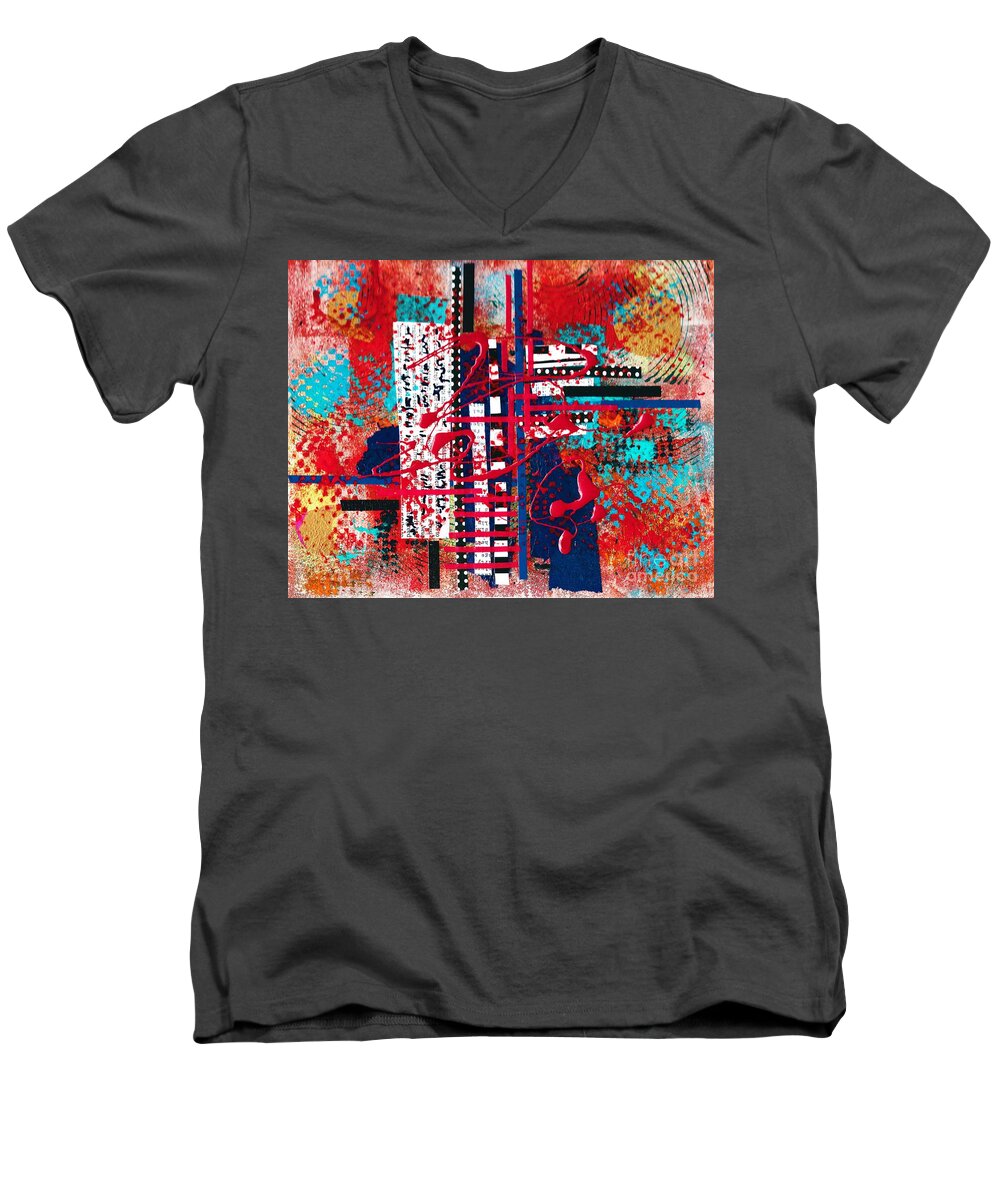 #abstracts #contemporary #modern #allisonconstantino #art Men's V-Neck T-Shirt featuring the painting Cinema by Allison Constantino