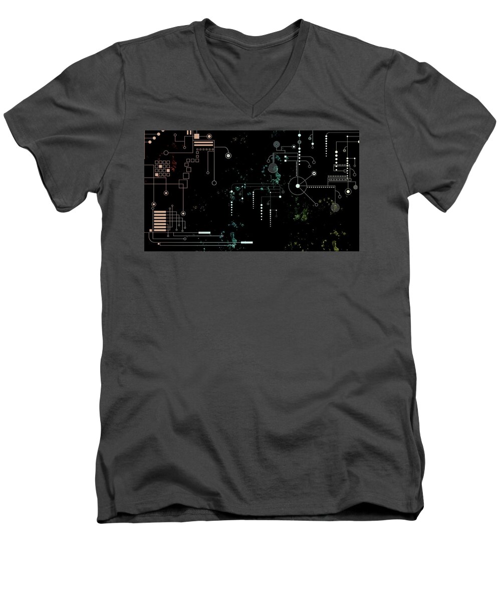 Abstract Men's V-Neck T-Shirt featuring the digital art Circuit Board by Carol Crisafi