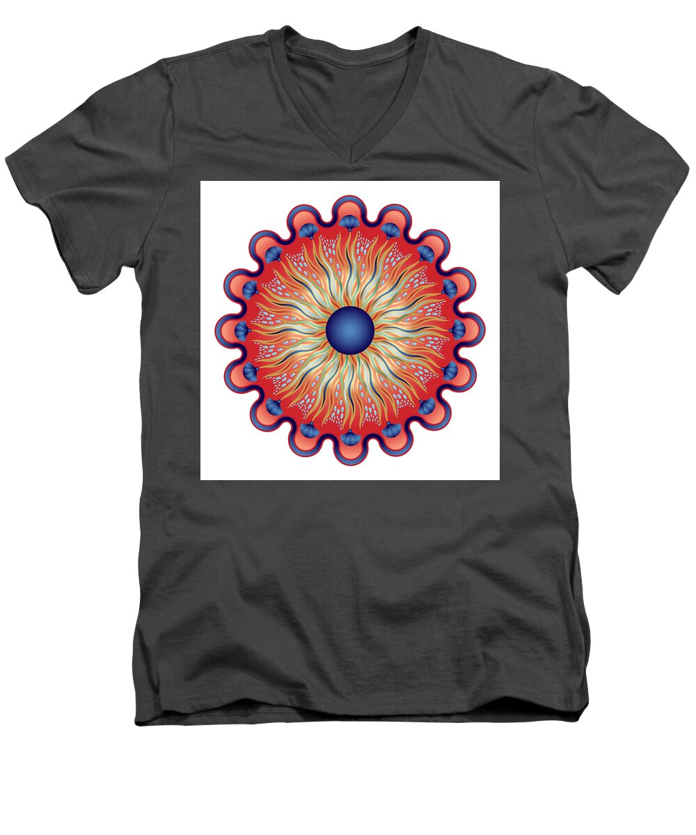 Mandala Men's V-Neck T-Shirt featuring the digital art Circularium No 2664 by Alan Bennington