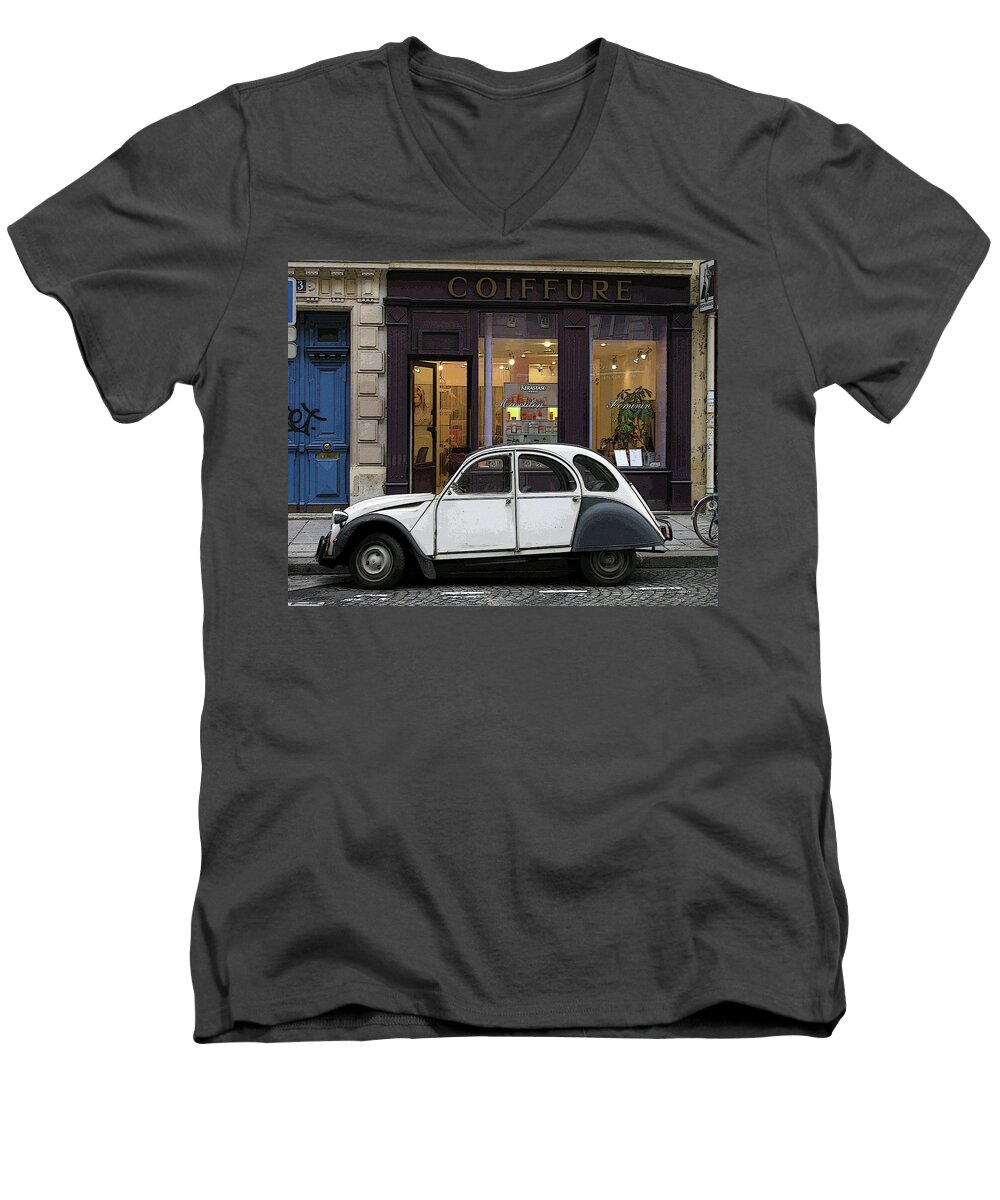 Citroen Men's V-Neck T-Shirt featuring the photograph Citroen 2CV by Jim Mathis