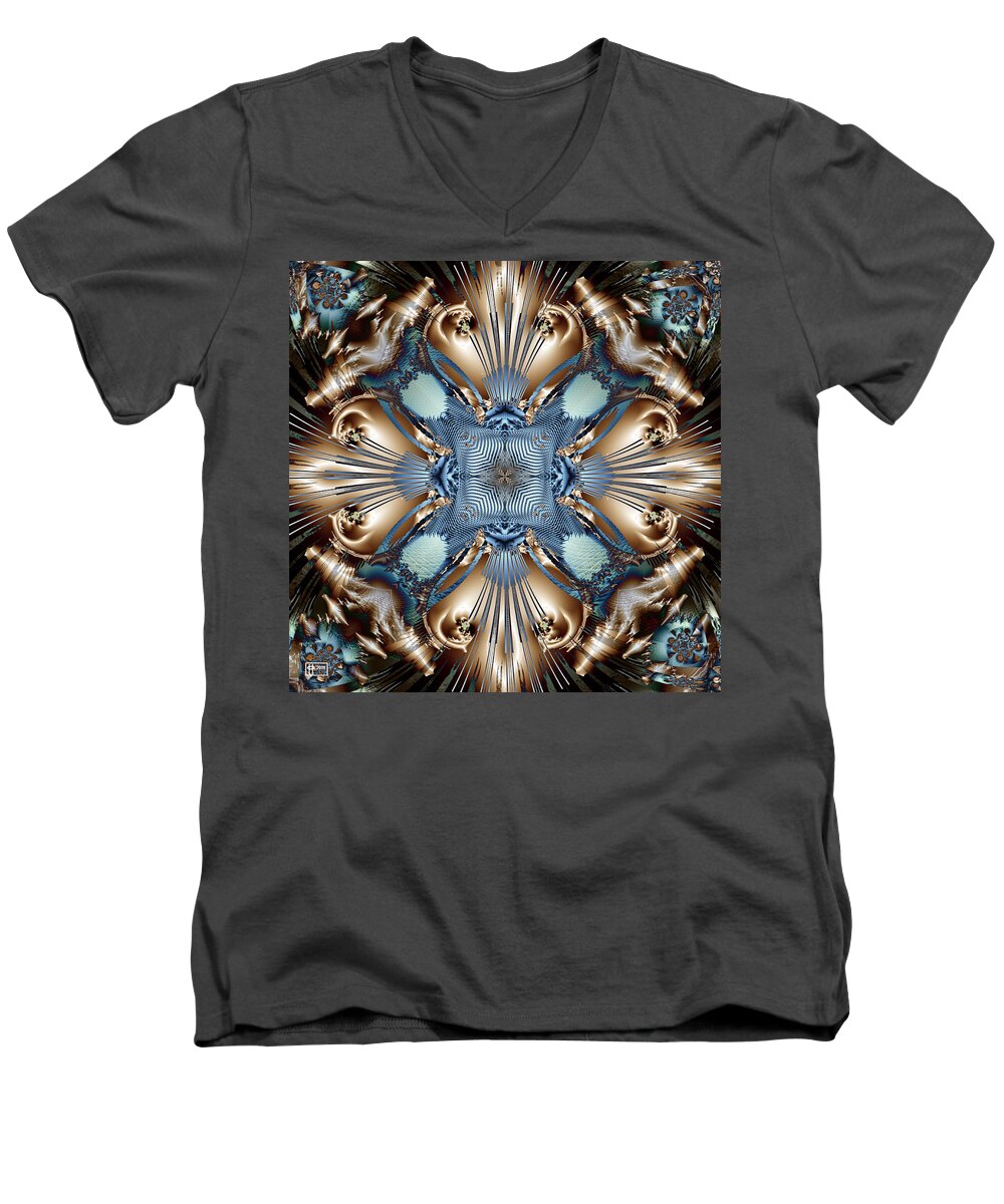 Abstract Men's V-Neck T-Shirt featuring the digital art Clair de Lune by Jim Pavelle