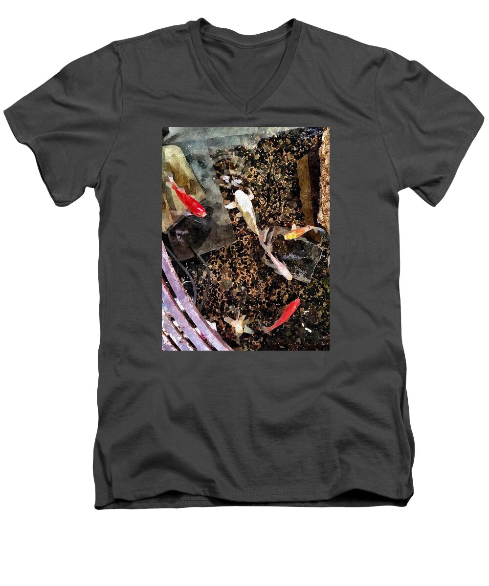 Koi Men's V-Neck T-Shirt featuring the photograph Clear As Koi by Brad Hodges