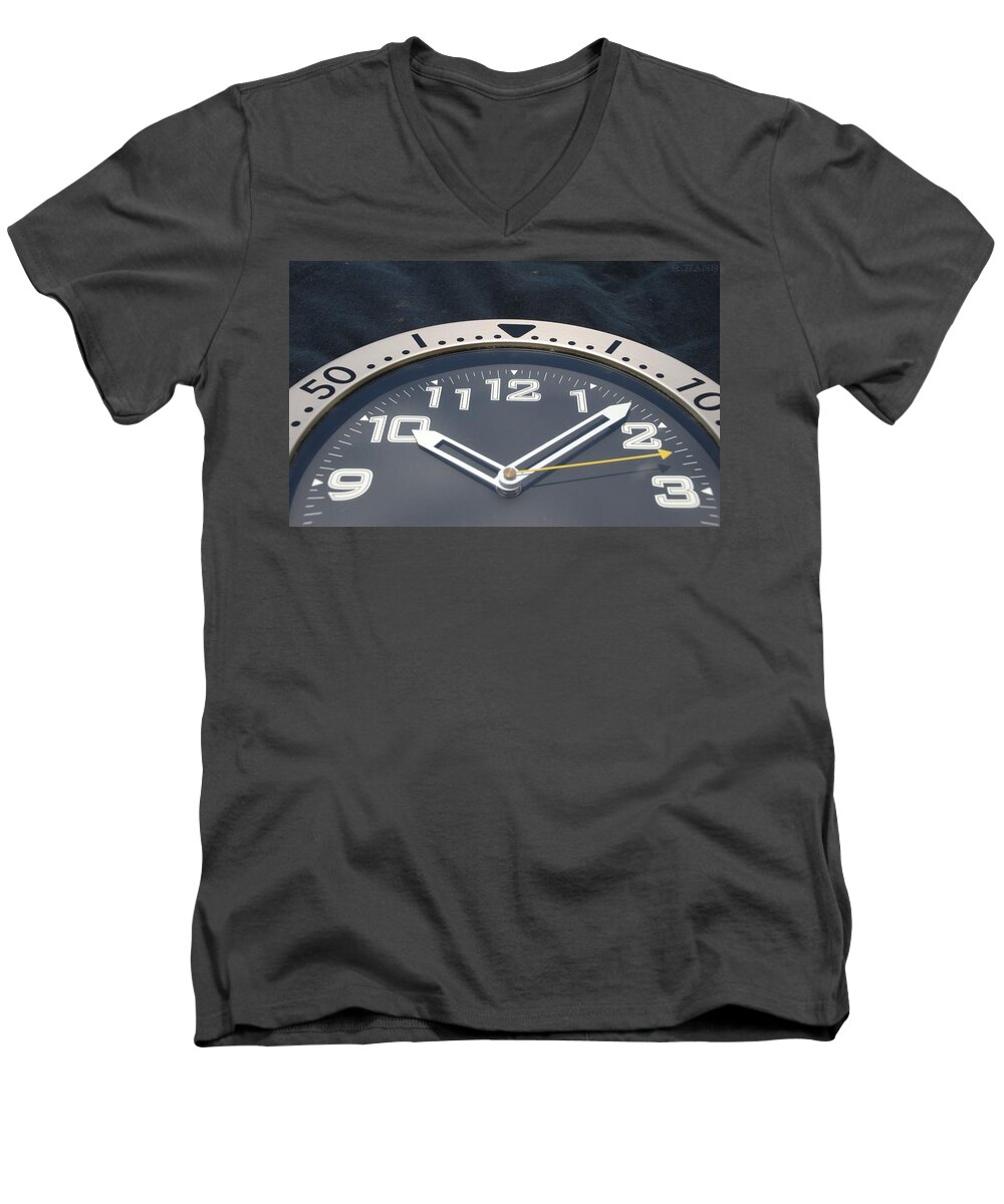 Clock Men's V-Neck T-Shirt featuring the photograph Clock Face by Rob Hans