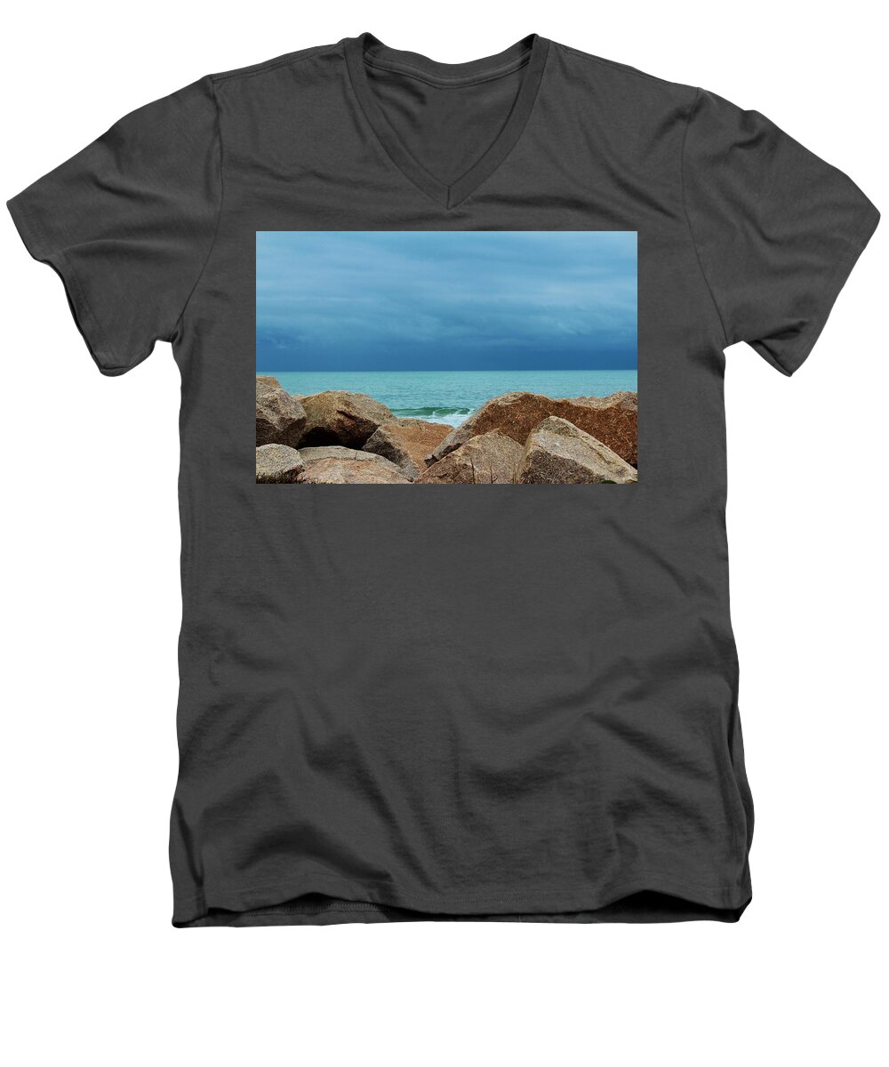 Ocean Men's V-Neck T-Shirt featuring the photograph Coastal Blues by Cynthia Guinn