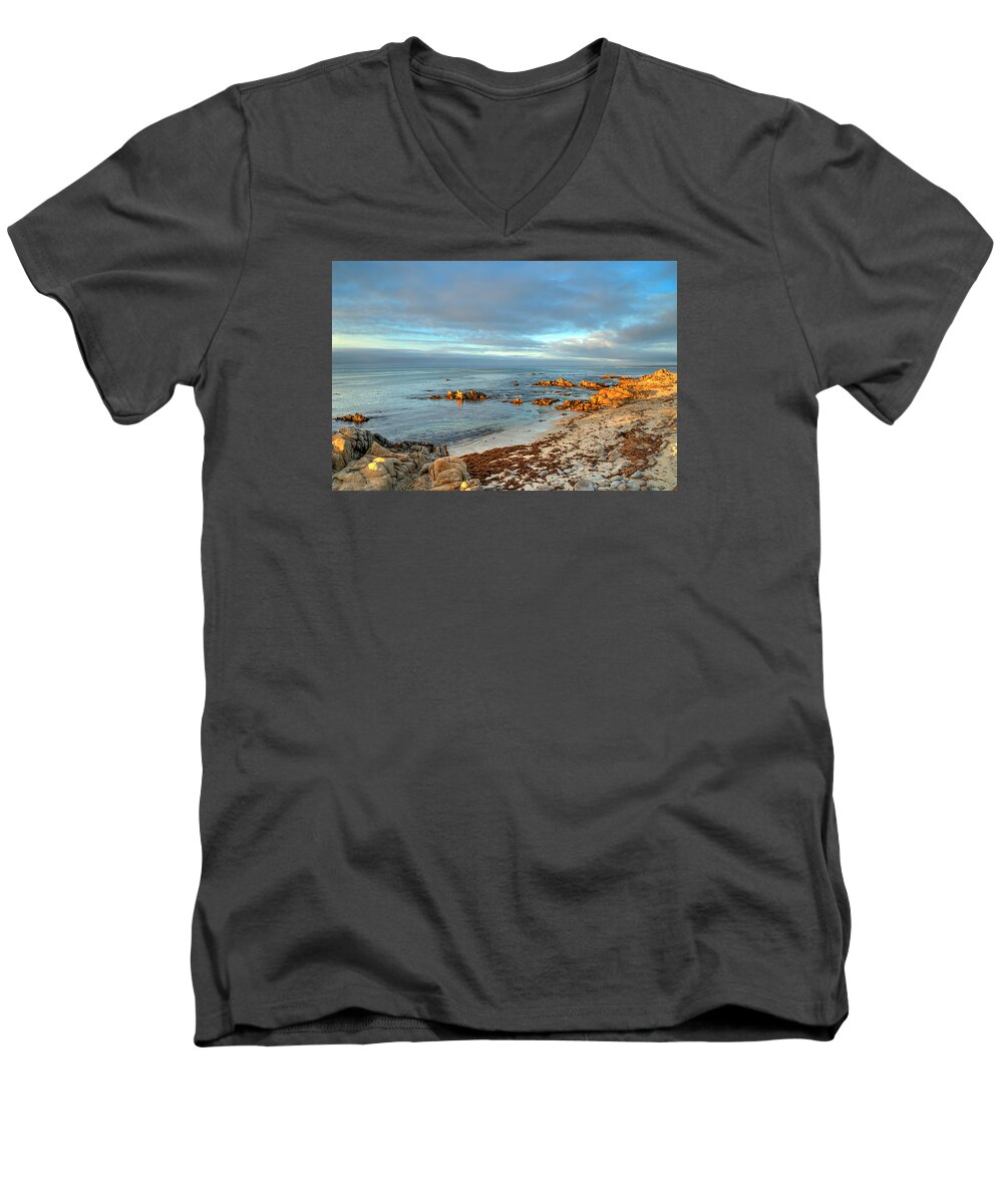 California Men's V-Neck T-Shirt featuring the photograph Coastal Sunset by Derek Dean