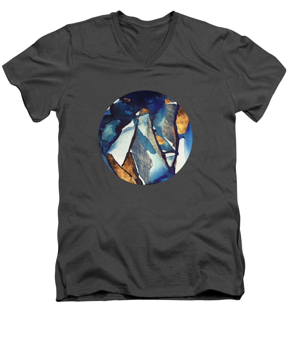 Cobalt Men's V-Neck T-Shirt featuring the digital art Cobalt Abstract by Spacefrog Designs