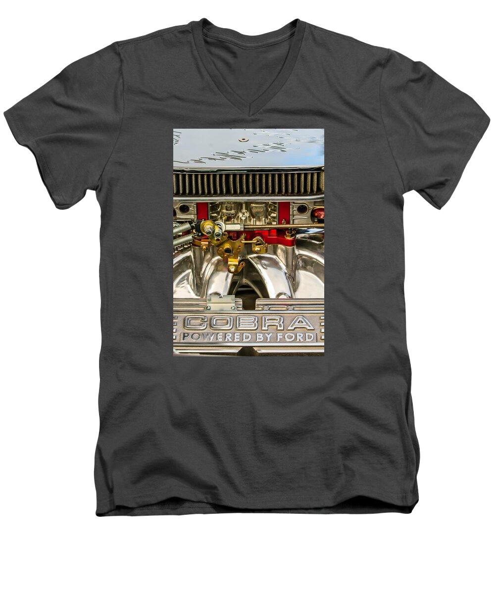 Cobra Engine Powered By Ford Men's V-Neck T-Shirt featuring the photograph Cobra Engine by Jill Reger