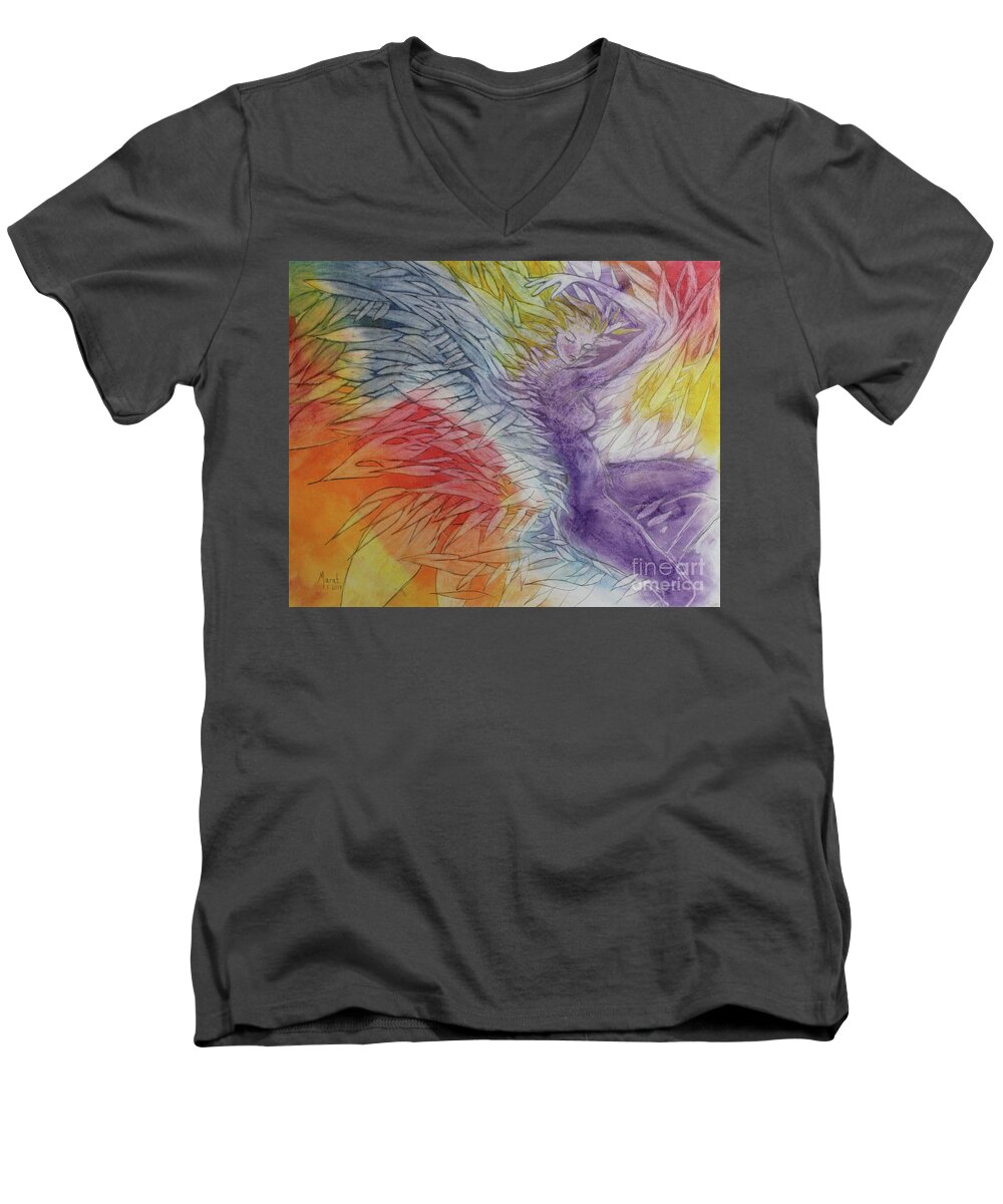 Northernlights Men's V-Neck T-Shirt featuring the drawing Color Spirit by Marat Essex