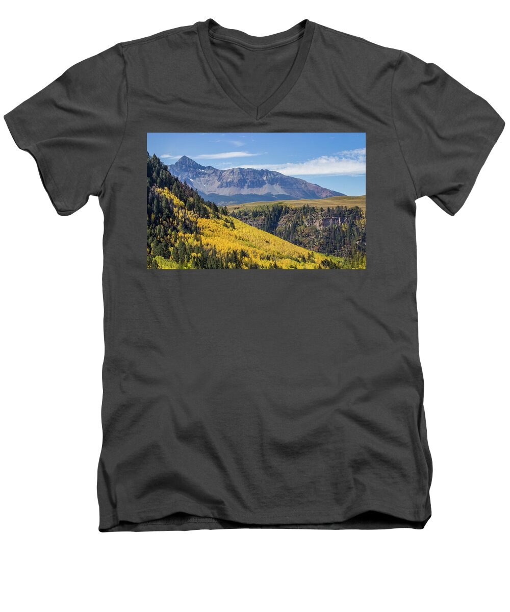 Photo Of The Colorful Mountain Scenery Near Telluride Men's V-Neck T-Shirt featuring the photograph Colorful Mountains Near Telluride by James Woody