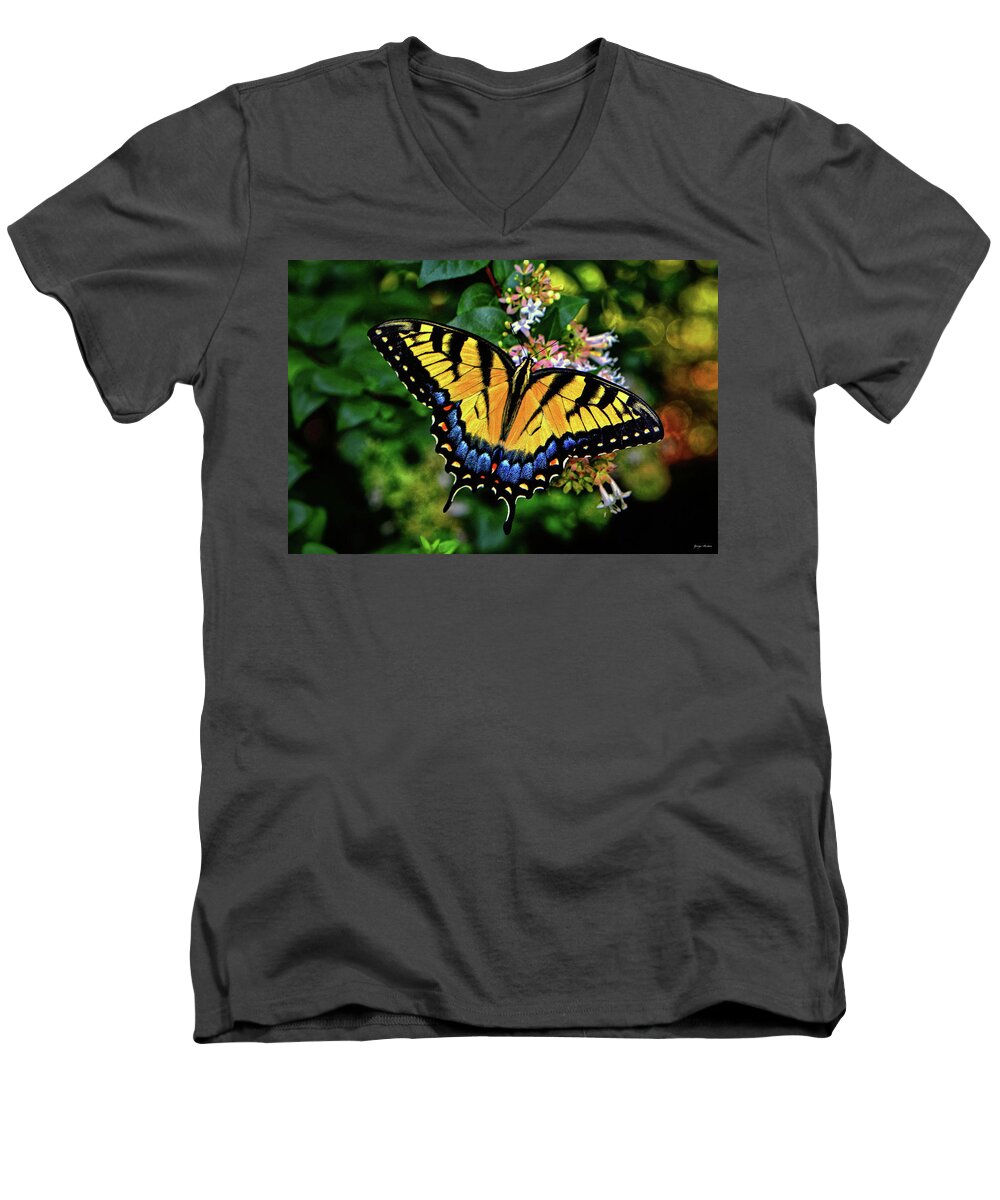 Butterfly Men's V-Neck T-Shirt featuring the photograph Colors Of Nature - Swallowtail Butterfly 003 by George Bostian