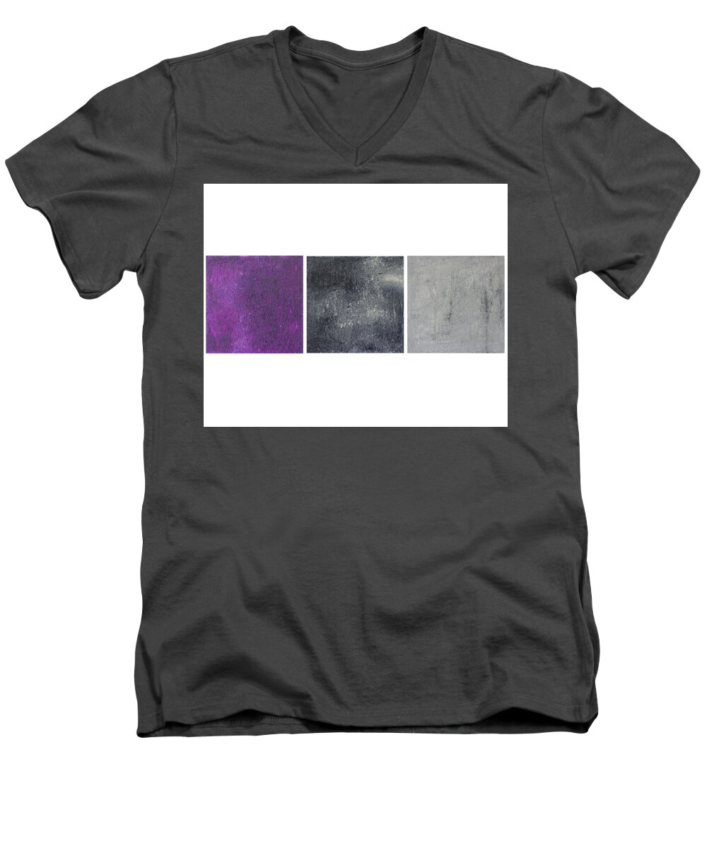 Purple Men's V-Neck T-Shirt featuring the painting Comfort series by Preethi Mathialagan