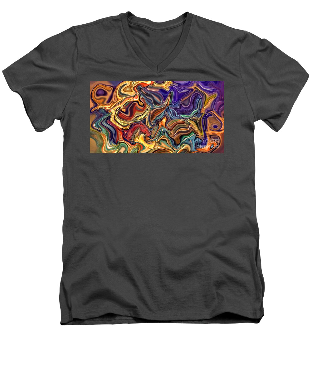 Commotion Men's V-Neck T-Shirt featuring the digital art Commotion in the Motion XVI by Jim Fitzpatrick