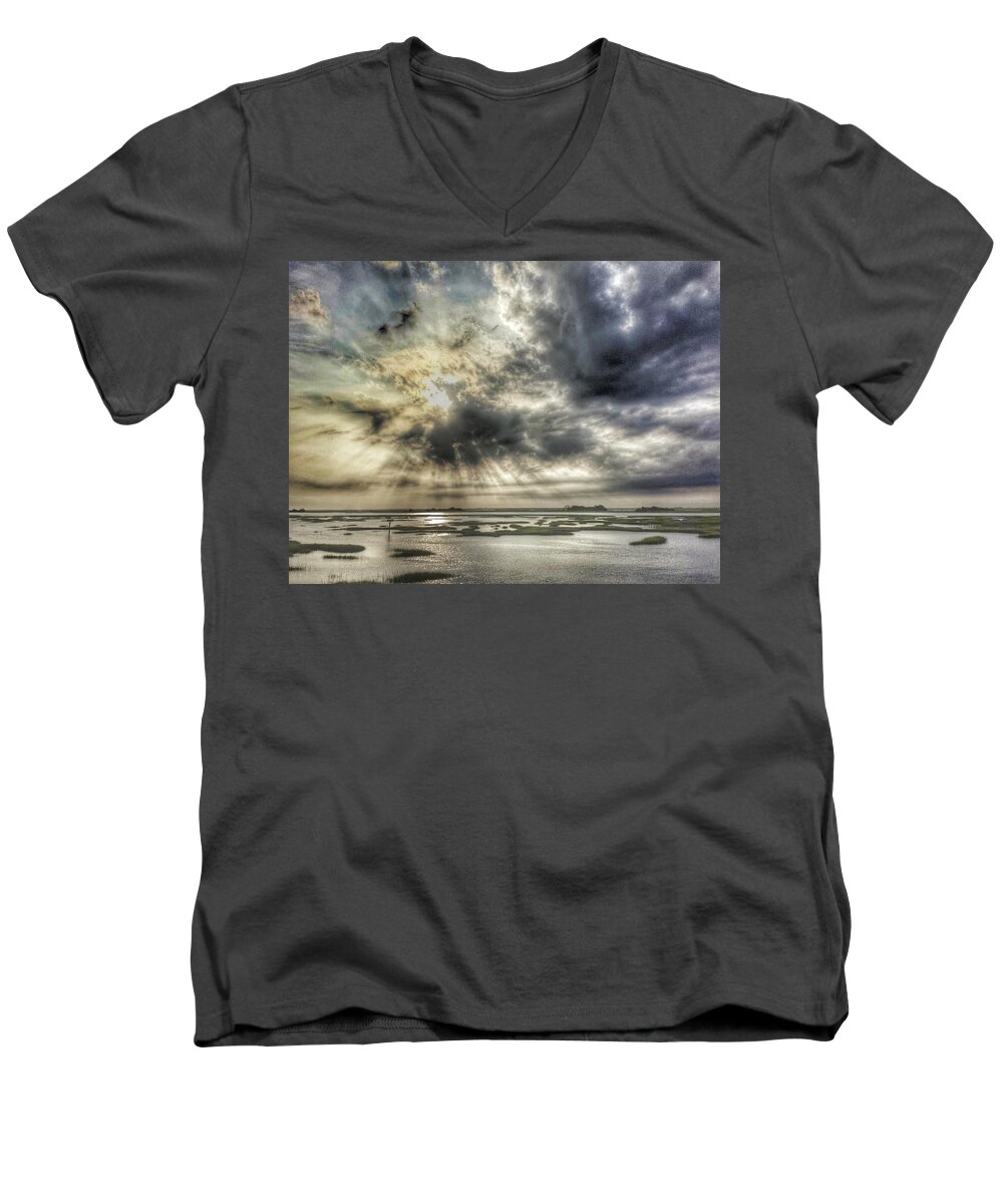 Cloud Men's V-Neck T-Shirt featuring the photograph Communion Sunrise Sunset by Jo Ann Tomaselli