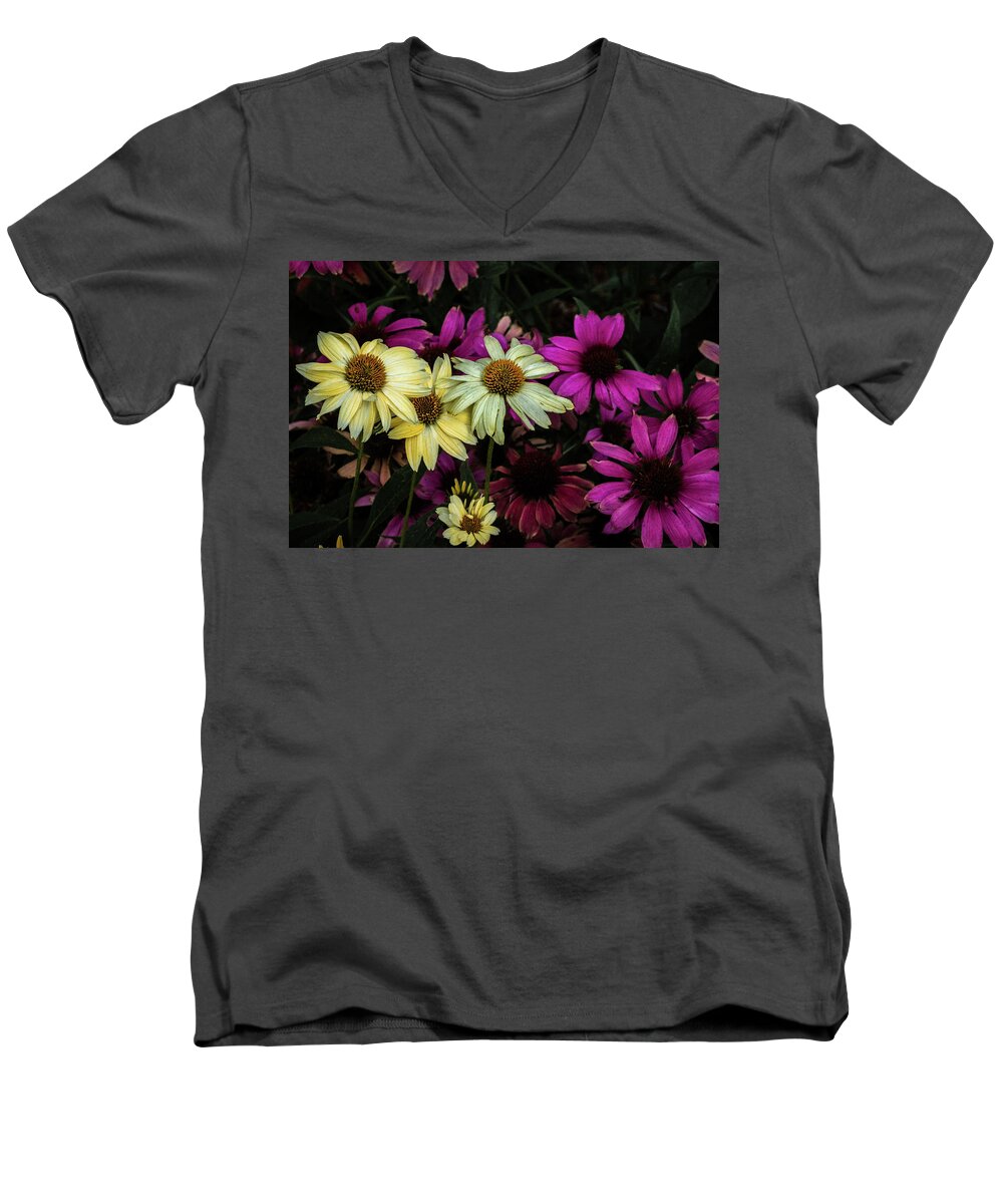 Jay Stockhaus Men's V-Neck T-Shirt featuring the photograph Coneflowers by Jay Stockhaus