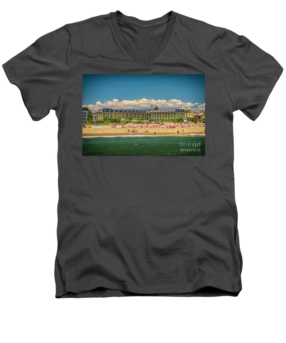Atlanic Coast Men's V-Neck T-Shirt featuring the photograph Congress Hall in Cape May by Nick Zelinsky Jr