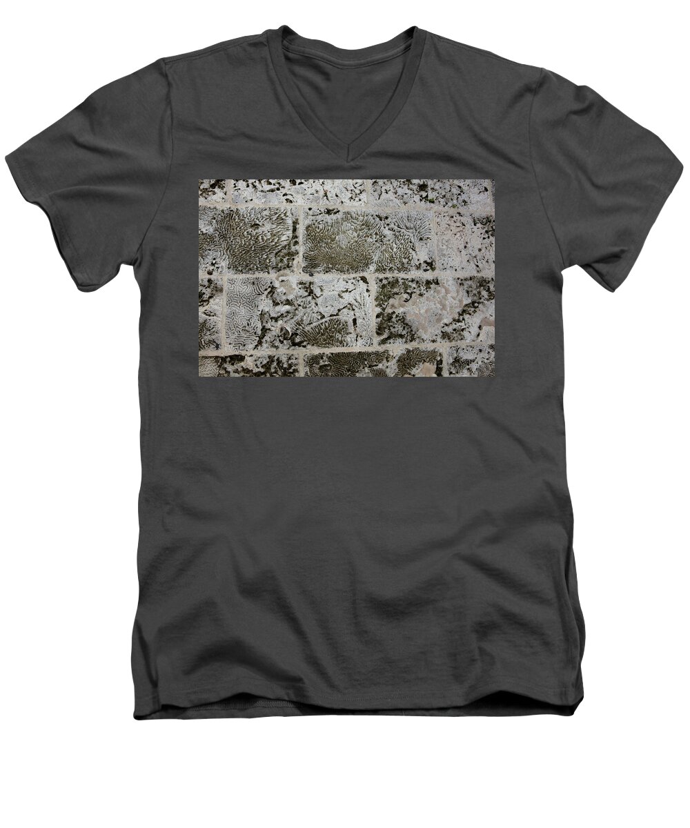 Texture Men's V-Neck T-Shirt featuring the photograph Coral Wall 205 by Michael Fryd