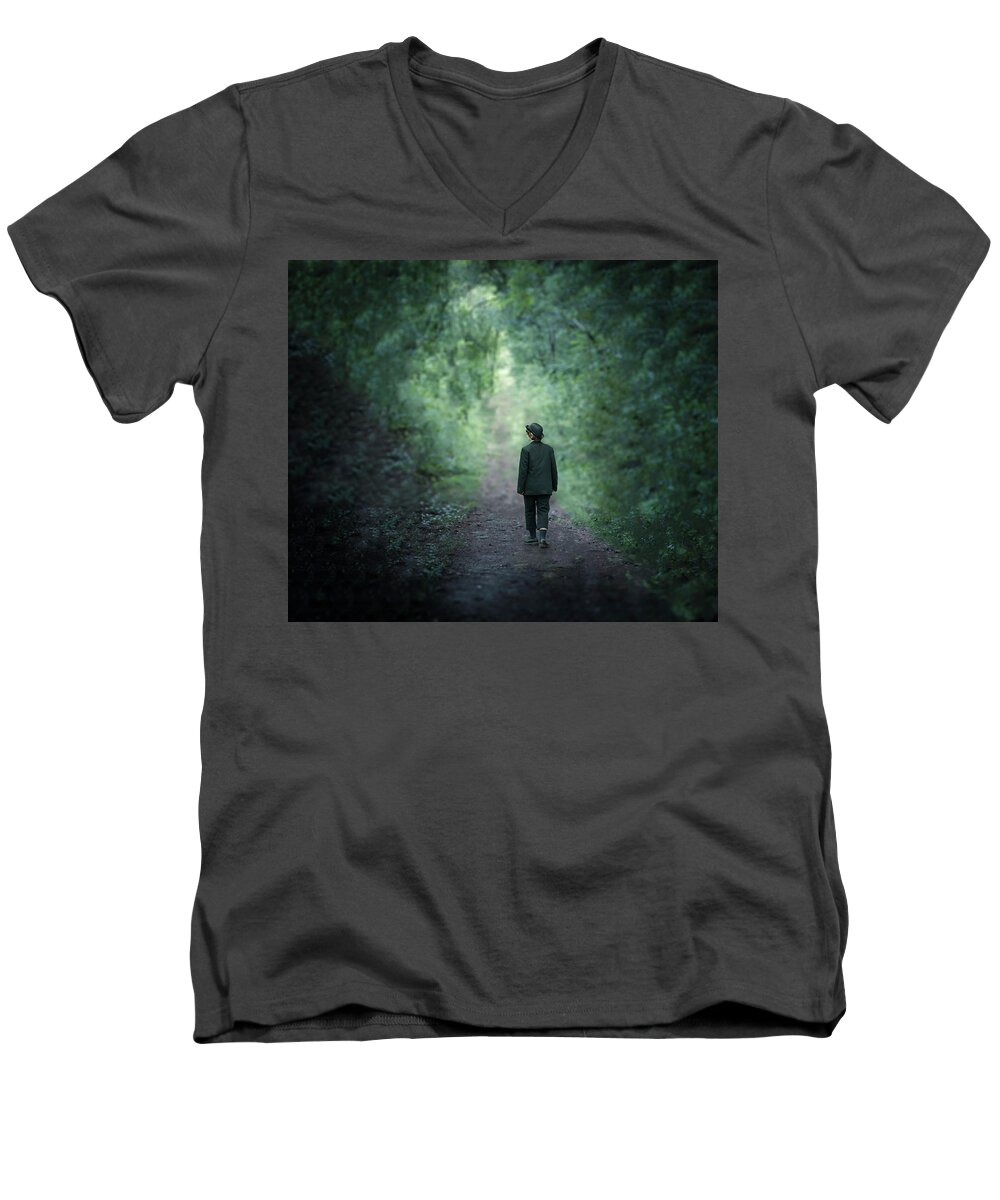 Path Men's V-Neck T-Shirt featuring the digital art Country Path by Rick Mosher