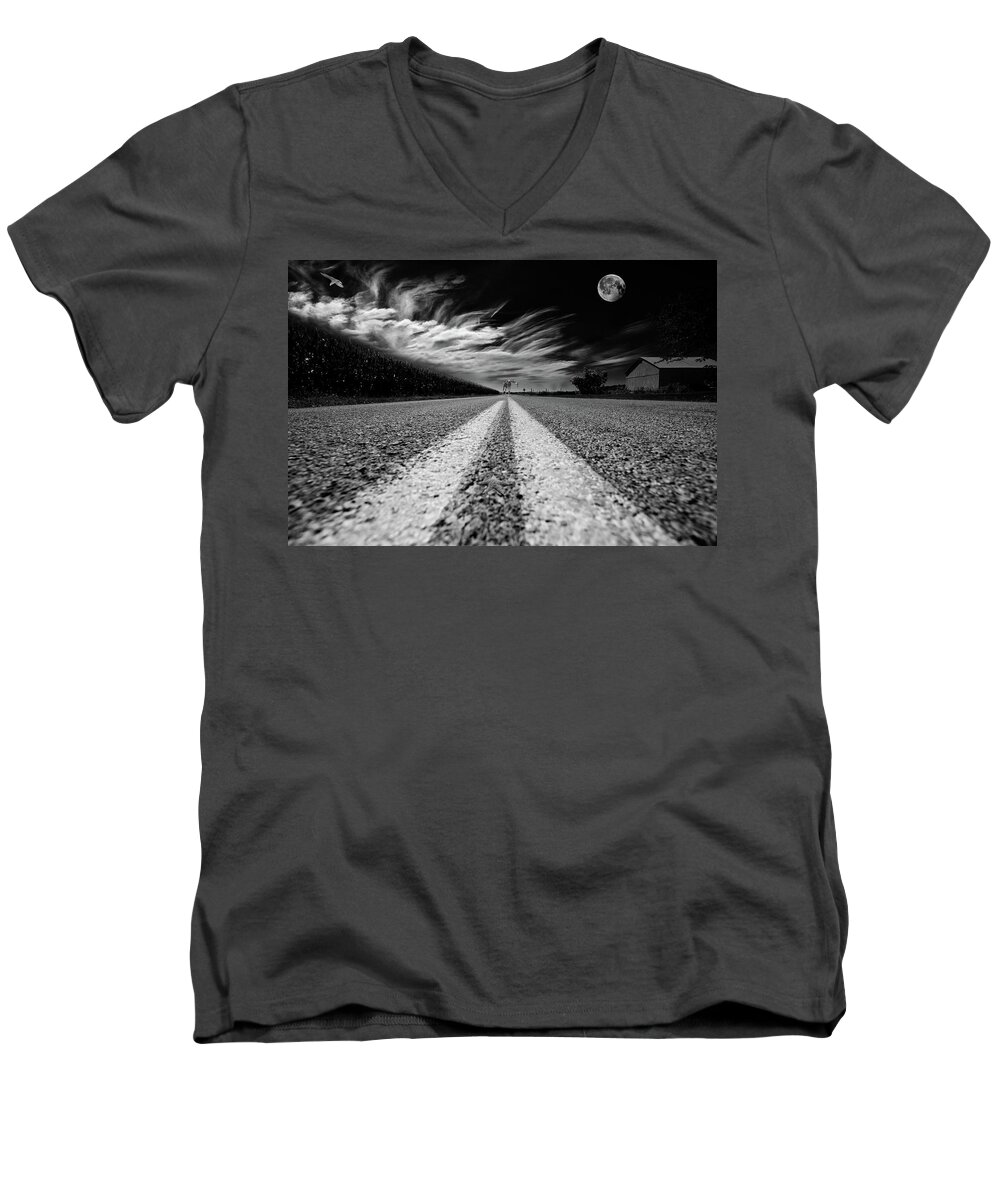Surrealism Men's V-Neck T-Shirt featuring the photograph Country Road 51 by Kevin Cable