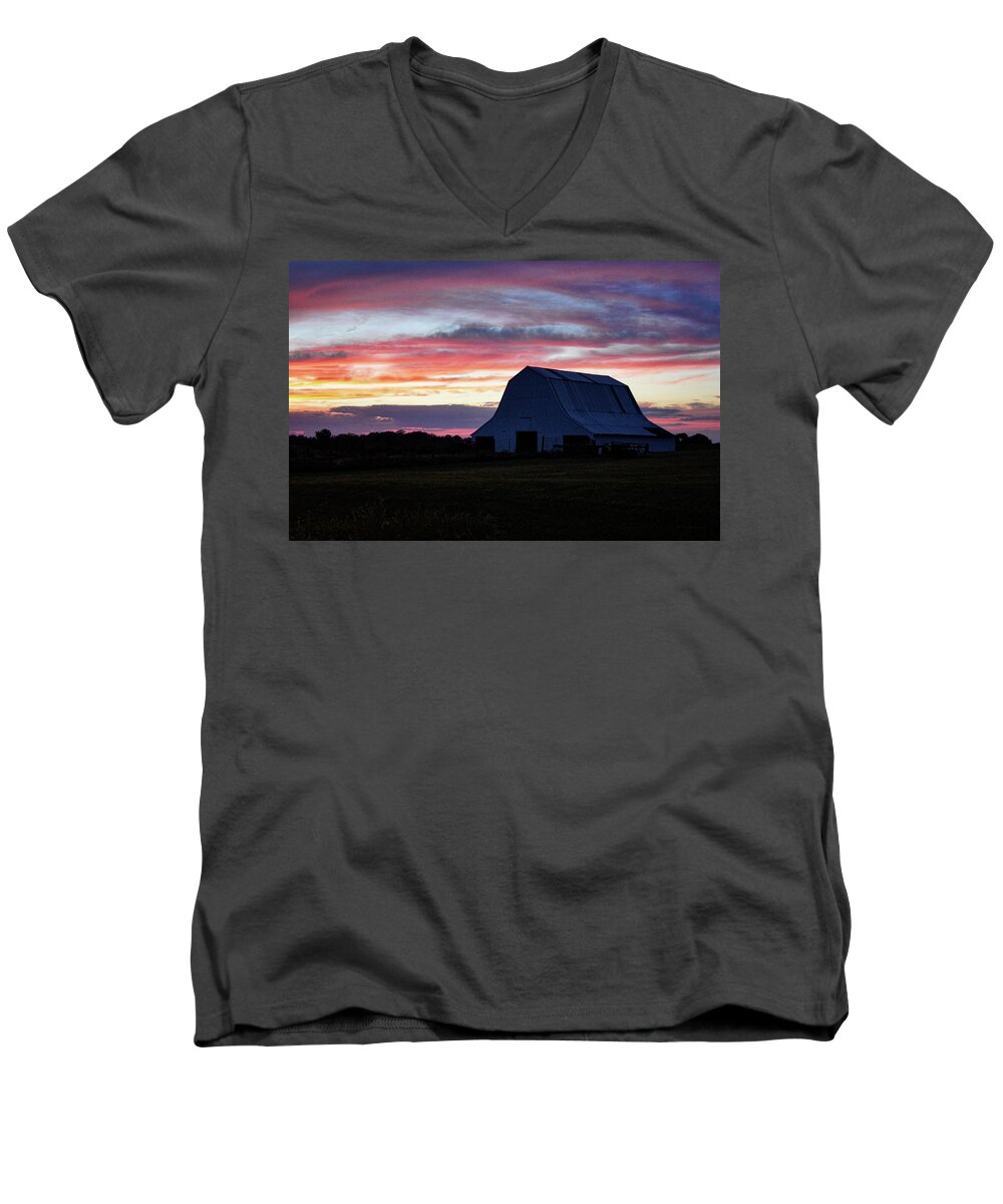 Country Sunset Men's V-Neck T-Shirt featuring the photograph Country Sunset by Cricket Hackmann
