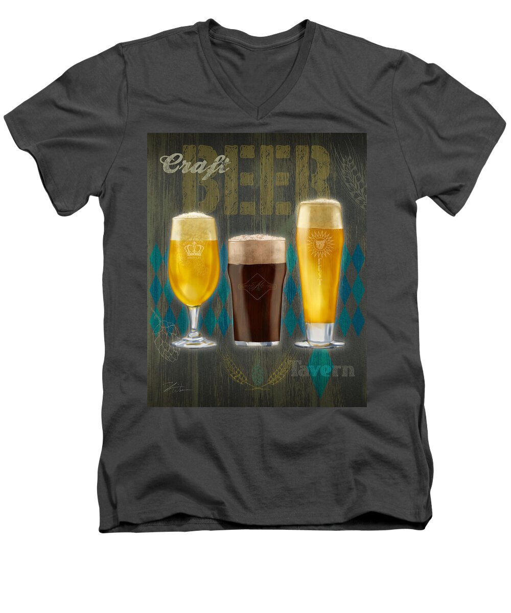 Craft Beer Men's V-Neck T-Shirt featuring the mixed media Craft Beer by Shari Warren