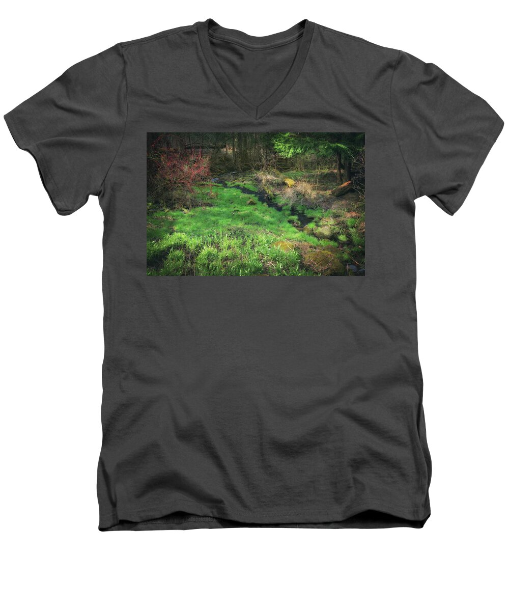 Wisconsin Landscape Men's V-Neck T-Shirt featuring the photograph Creek - Spring at Retzer Nature Center by Jennifer Rondinelli Reilly - Fine Art Photography