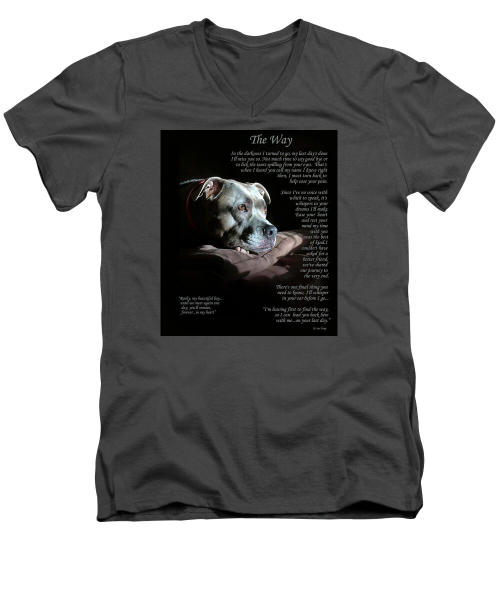 Quote Men's V-Neck T-Shirt featuring the photograph Custom Paw Print Rocky by Sue Long