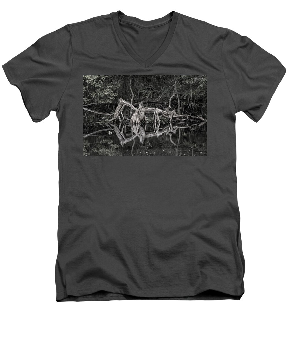 Cypress Men's V-Neck T-Shirt featuring the photograph Cypress Design by Steven Sparks