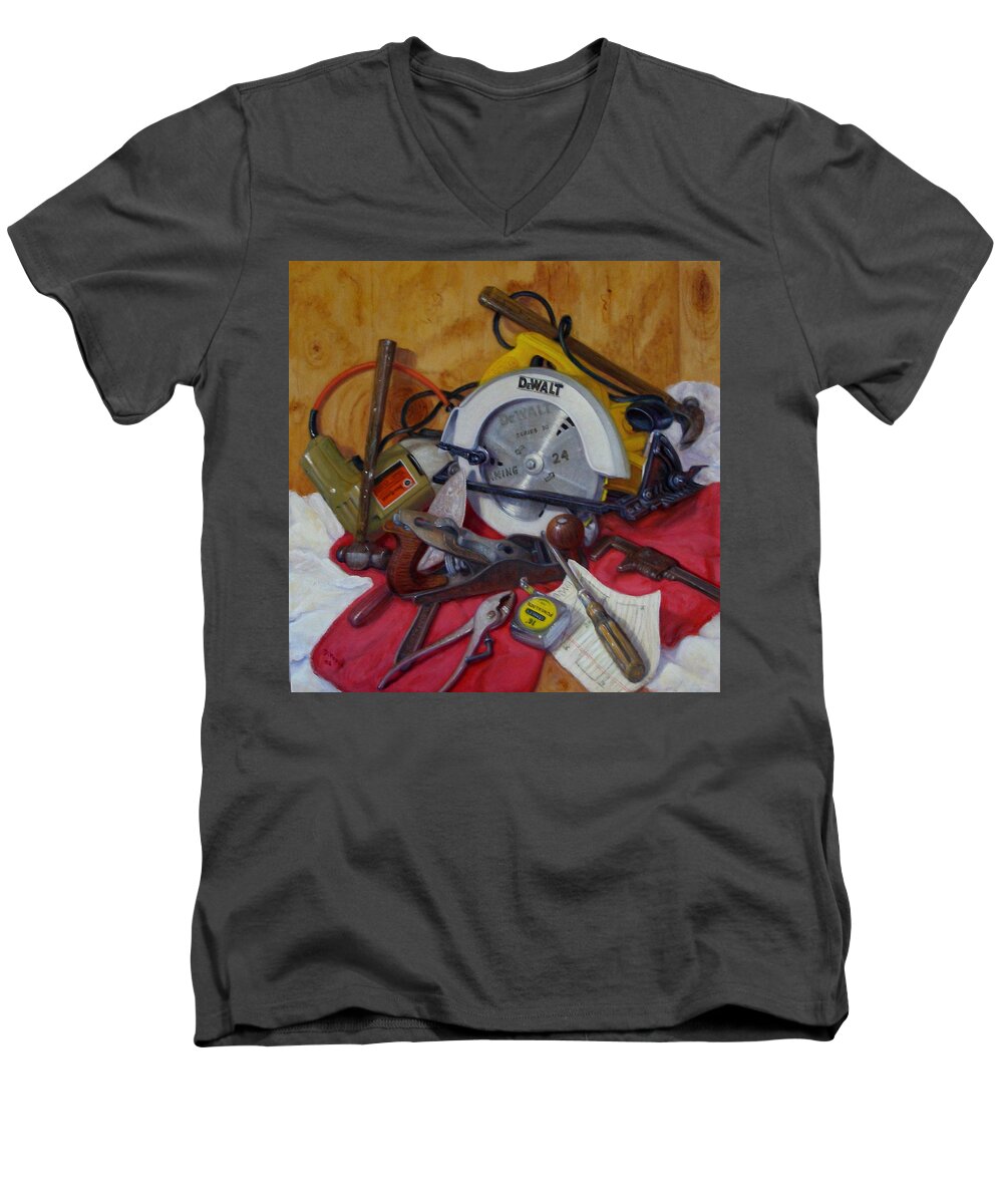 Realism Men's V-Neck T-Shirt featuring the painting D. I. Y. 2  by Donelli DiMaria