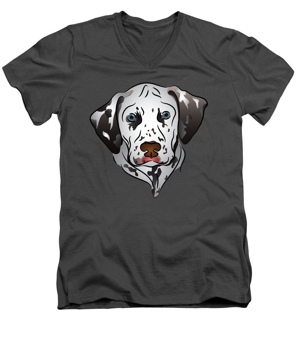 Graphic Dog Men's V-Neck T-Shirt featuring the digital art Dalmatian Portrait by MM Anderson
