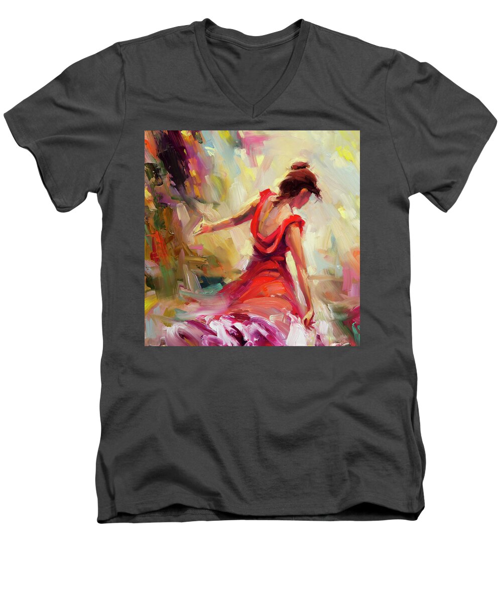 Dancer Men's V-Neck T-Shirt featuring the painting Dancer by Steve Henderson