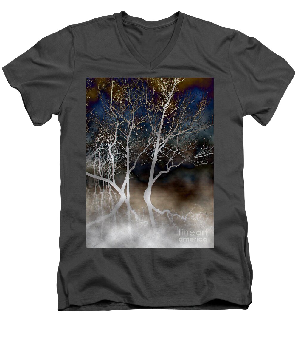 Tree Men's V-Neck T-Shirt featuring the photograph Dancing Tree Altered by Paula Guttilla