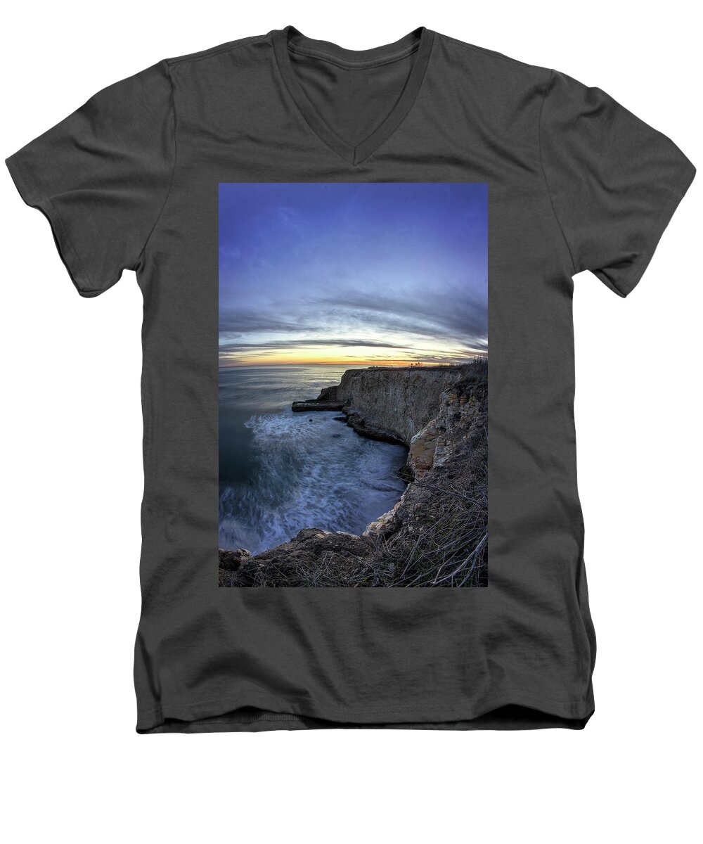 Sunset Men's V-Neck T-Shirt featuring the photograph Davenport Bluffs at Sunset by Morgan Wright