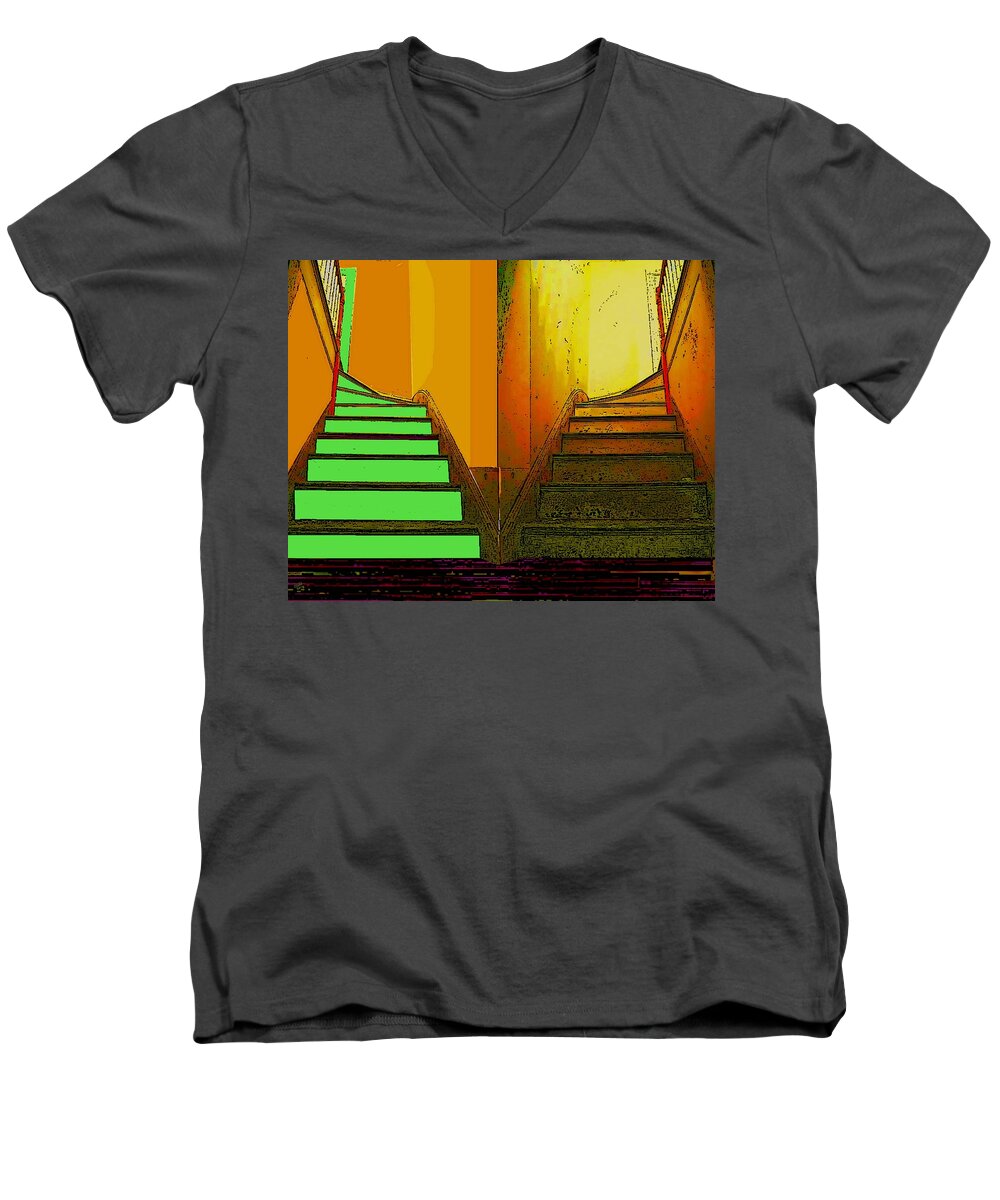 Stairways Men's V-Neck T-Shirt featuring the digital art Decisions by Cliff Wilson