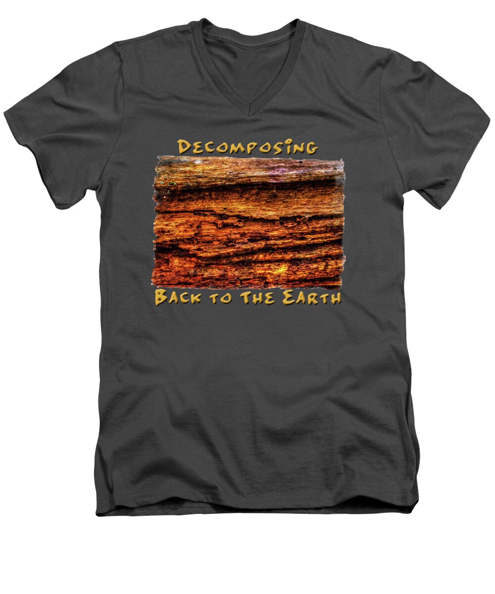 Illinois Men's V-Neck T-Shirt featuring the photograph Decomposing Fallen Tree Trunk Detail by Roger Passman