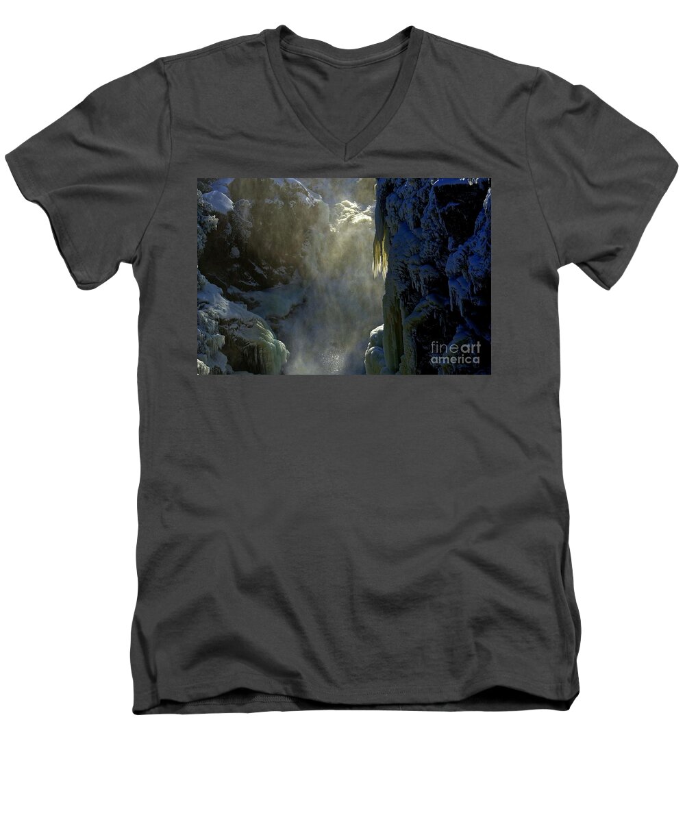 Falls Men's V-Neck T-Shirt featuring the photograph Deep by Elfriede Fulda
