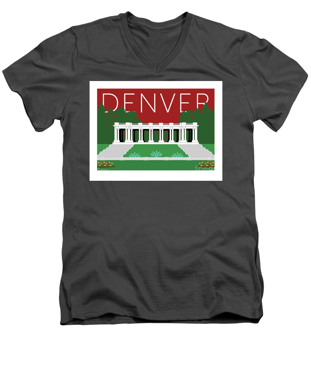 Denver Men's V-Neck T-Shirt featuring the digital art DENVER Cheesman Park/Maroon by Sam Brennan