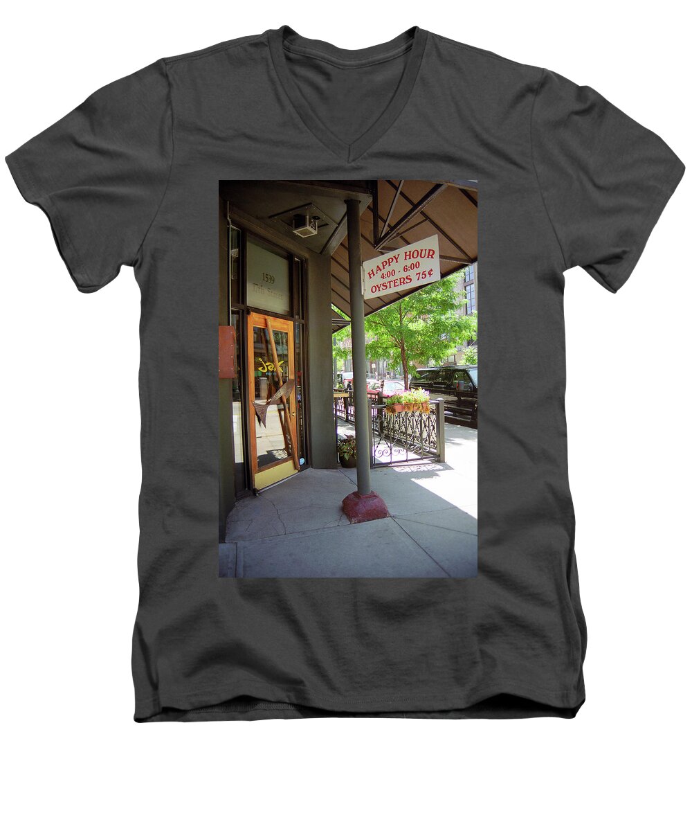 America Men's V-Neck T-Shirt featuring the photograph Denver Happy Hour by Frank Romeo