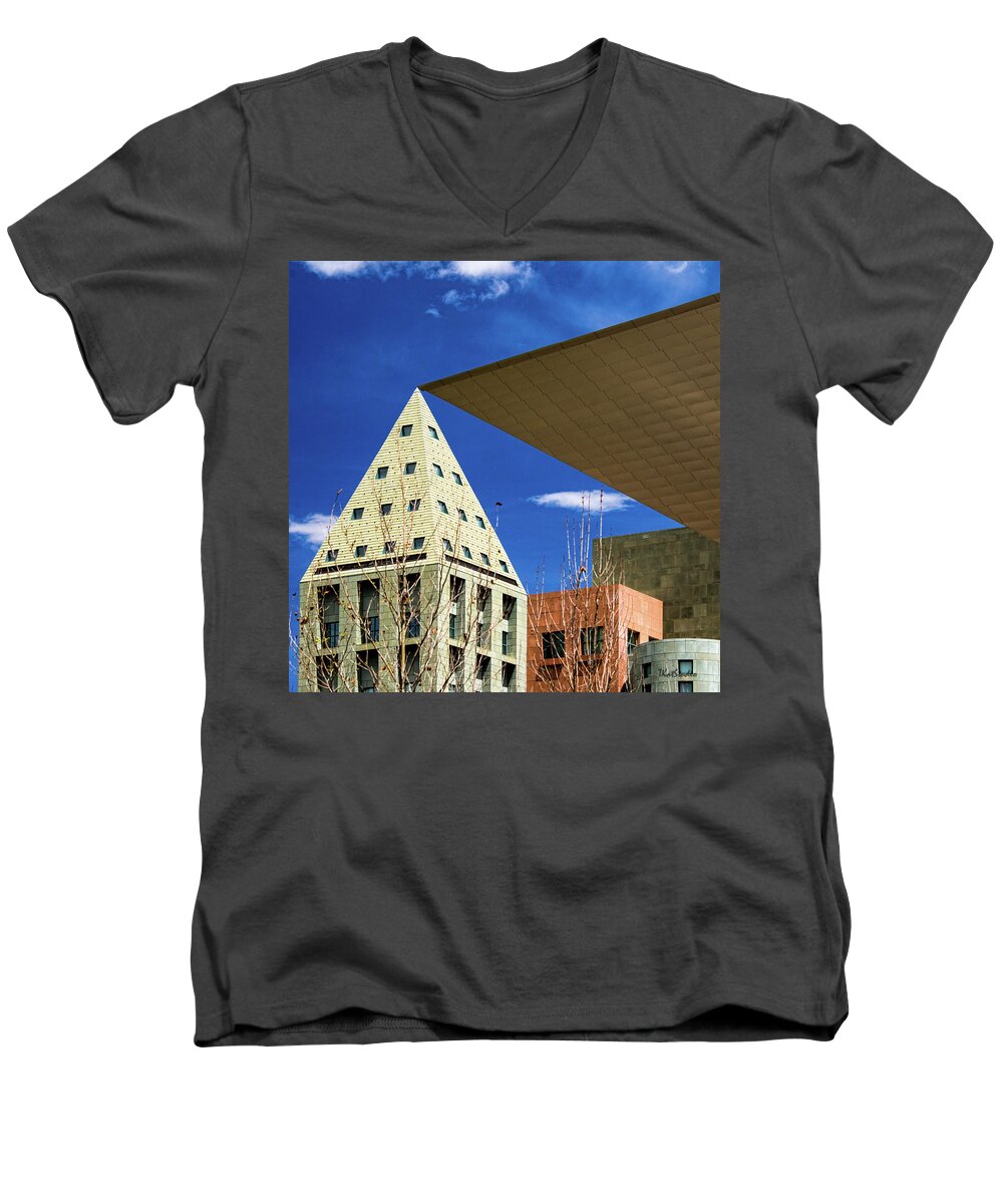 Art Center Men's V-Neck T-Shirt featuring the photograph Denver Urban Geometry by Tim Kathka
