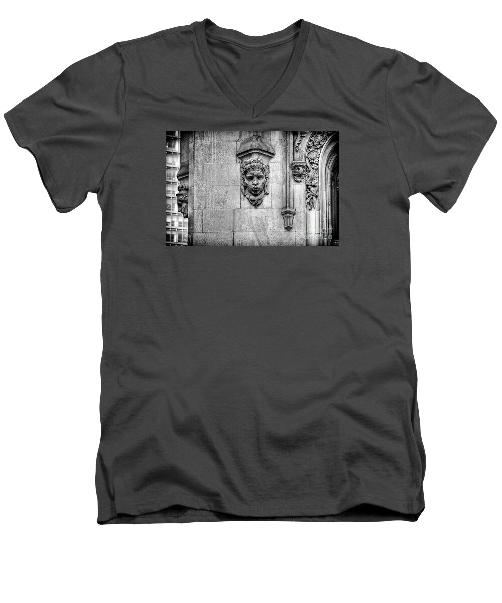 New York Men's V-Neck T-Shirt featuring the photograph Detail of the Woolworth Building by Bob Estremera
