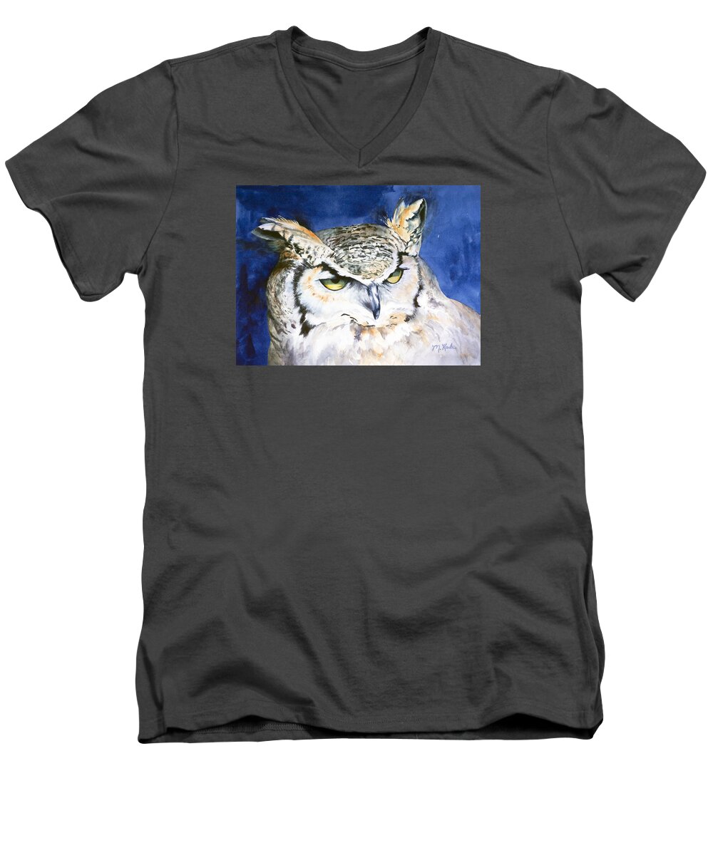 Owl Men's V-Neck T-Shirt featuring the painting Diogenes - The Cynic by Marsha Karle