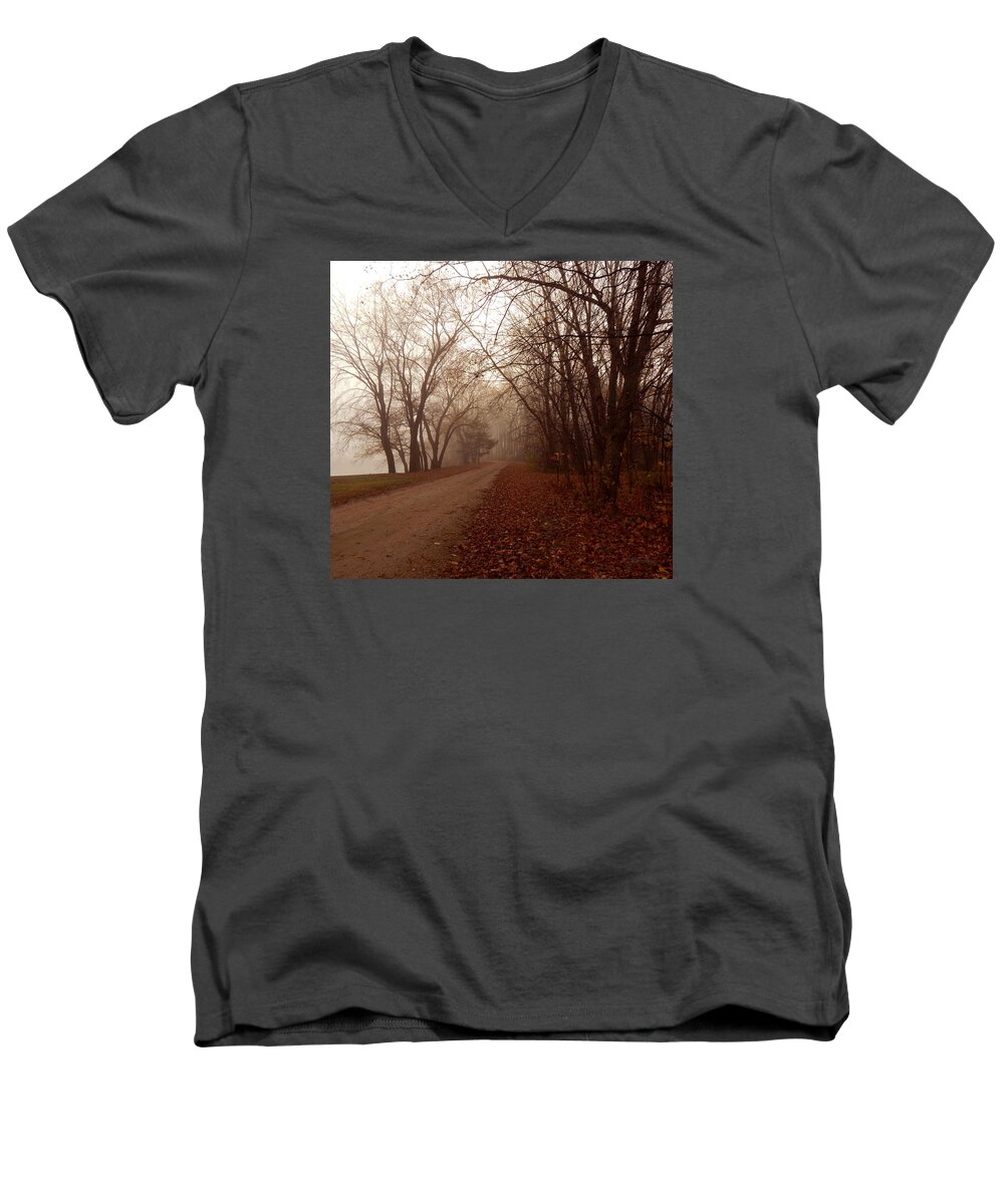 Autumn Men's V-Neck T-Shirt featuring the photograph Dirt Road Memories by Wild Thing