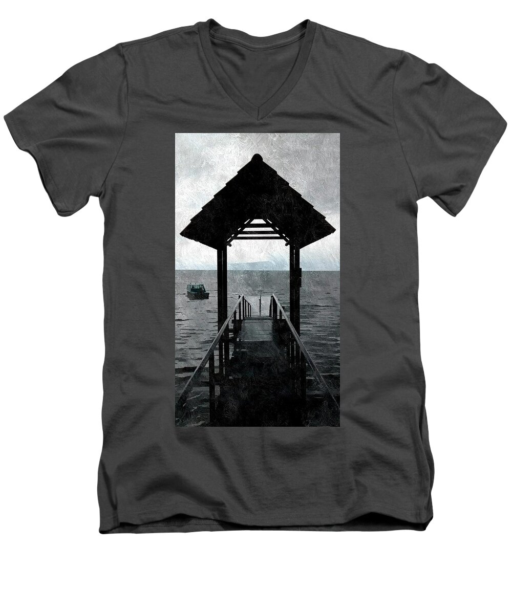 Dockside Men's V-Neck T-Shirt featuring the photograph Dockside Too by Bill Hamilton
