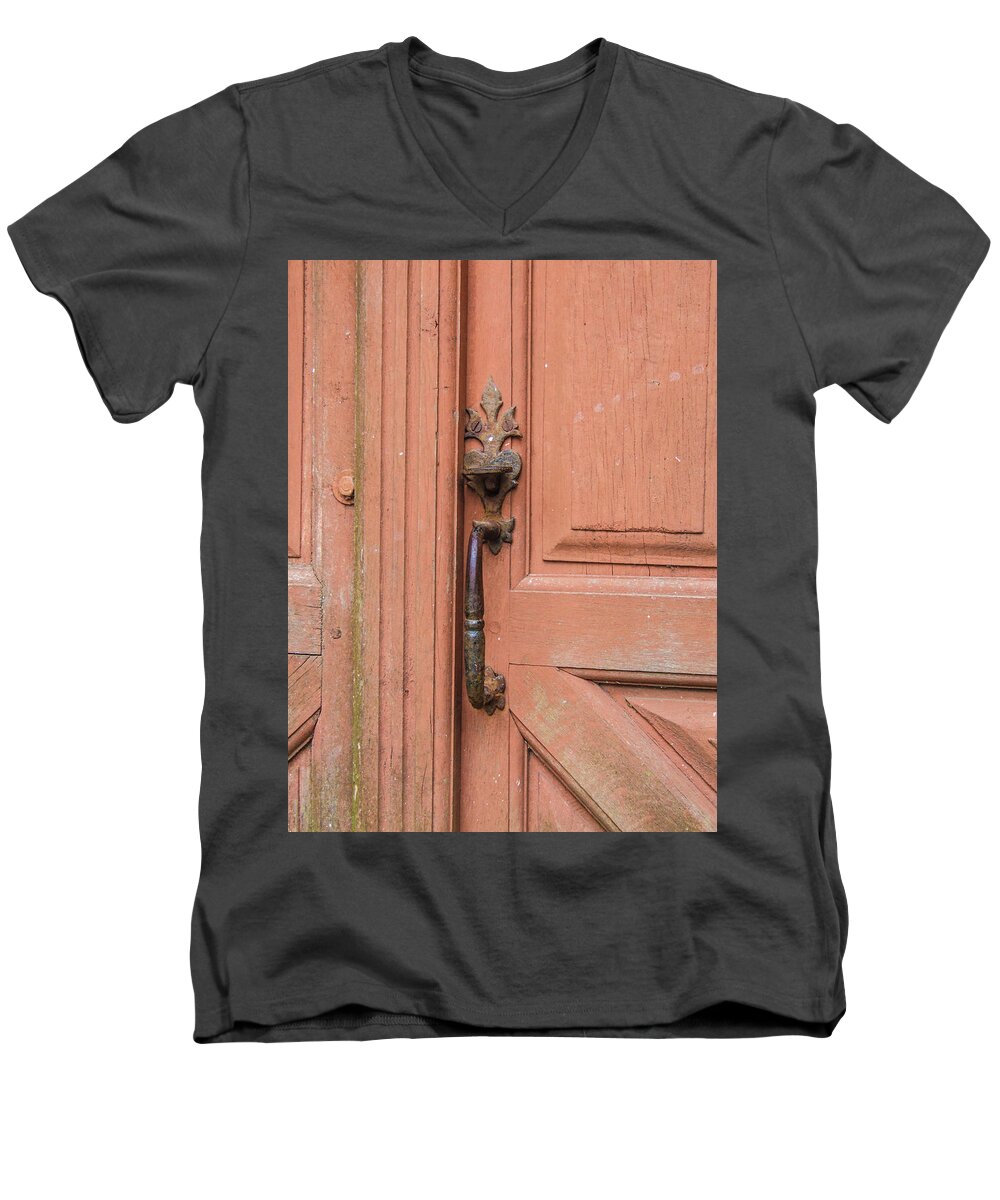 Helen Northcott Men's V-Neck T-Shirt featuring the photograph Door Handle ii by Helen Jackson