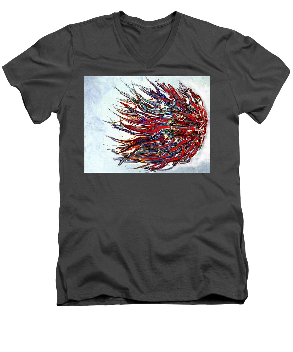 Fire Men's V-Neck T-Shirt featuring the painting Dragons Breath by Pj LockhArt