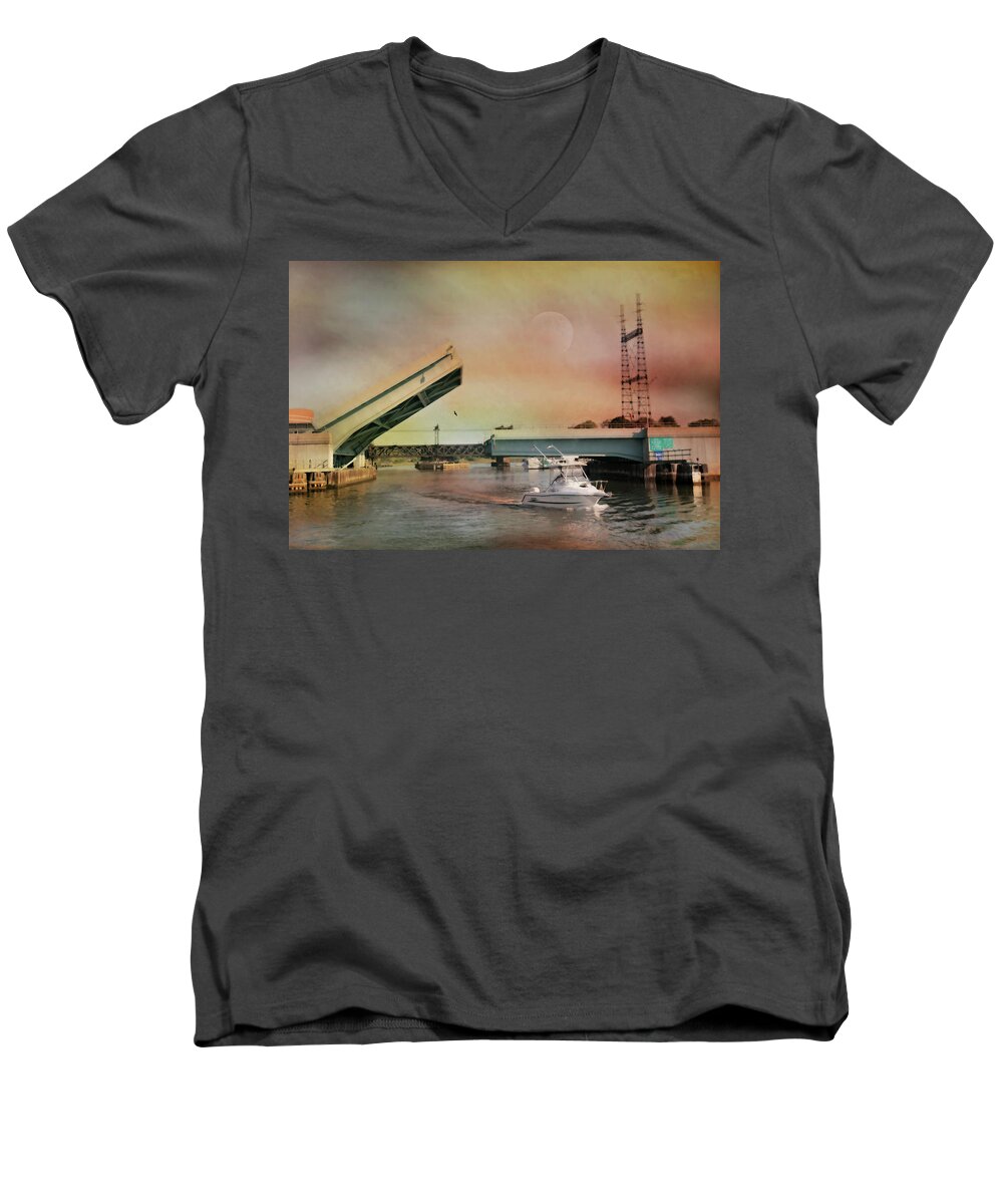 Draw Bridge Men's V-Neck T-Shirt featuring the photograph Draw Bridge by Diana Angstadt