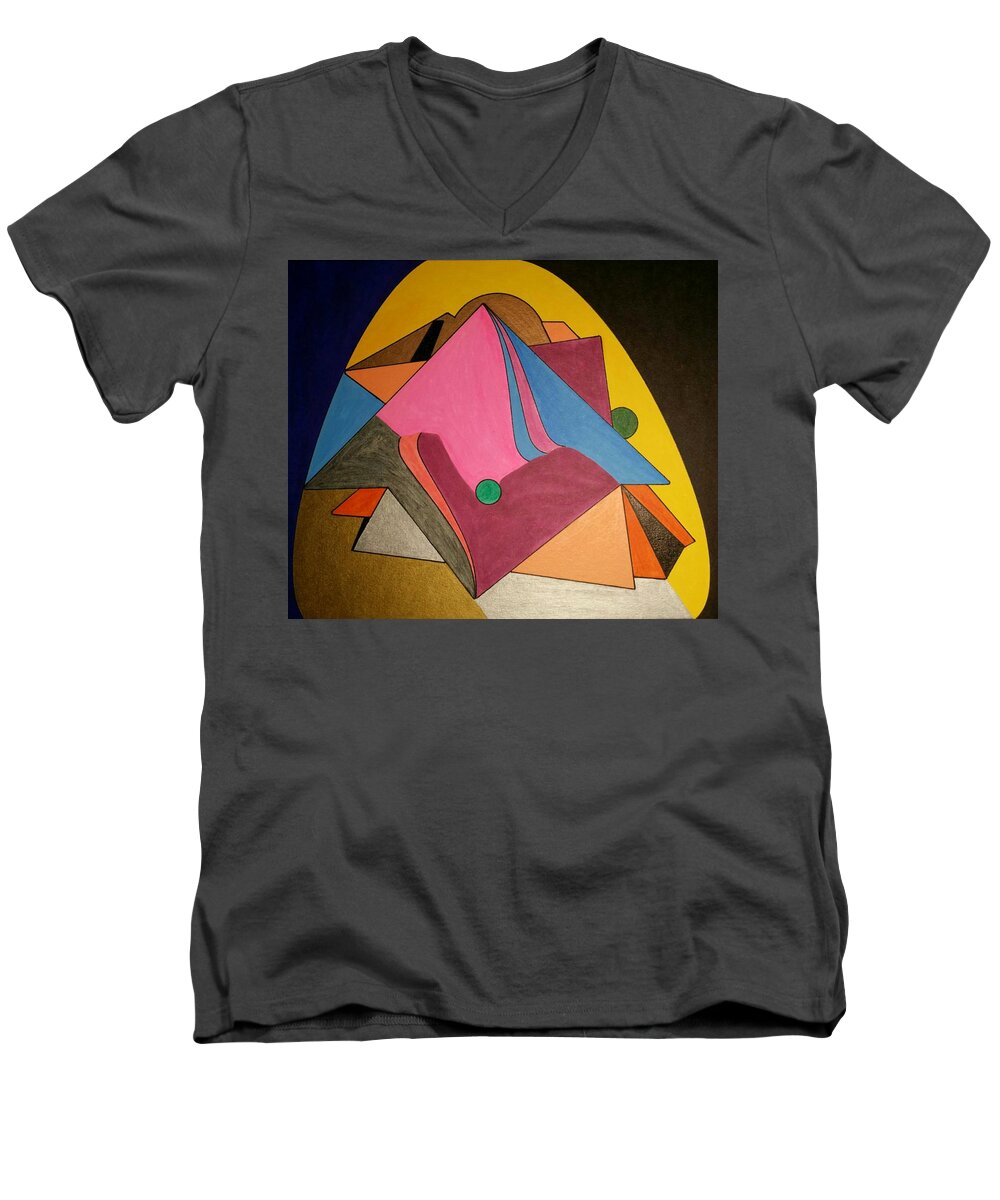Geo - Organic Art Men's V-Neck T-Shirt featuring the painting Dream 327 by S S-ray
