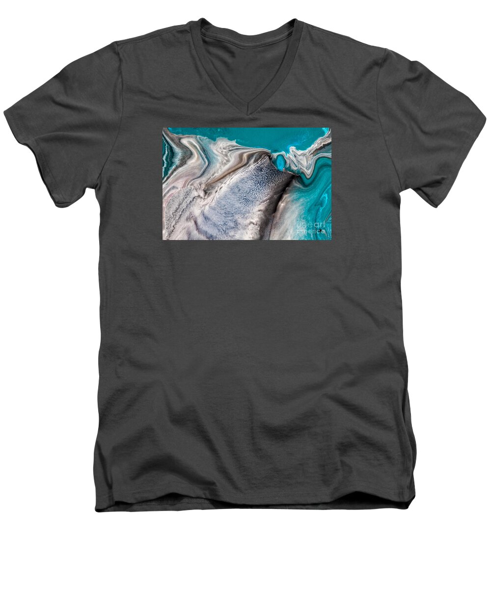 Abstract Men's V-Neck T-Shirt featuring the painting Dreams Like Ocean by Patti Schulze
