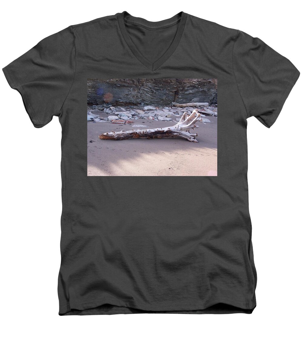 Driftwood Men's V-Neck T-Shirt featuring the photograph Driftwood by Susan Turner Soulis