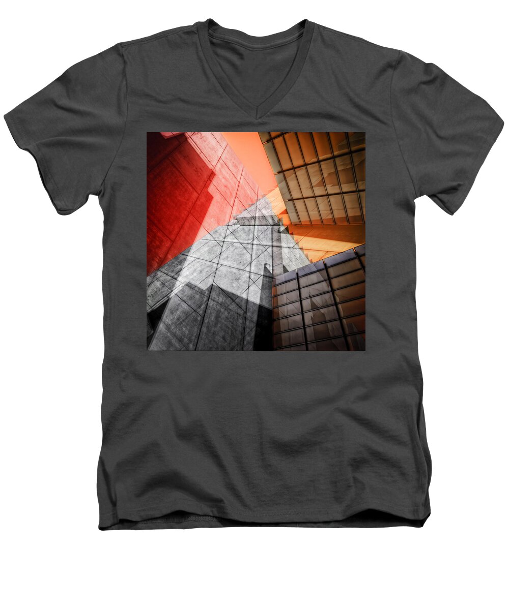 Buildings Men's V-Neck T-Shirt featuring the photograph Driven to Abstraction by Wayne Sherriff
