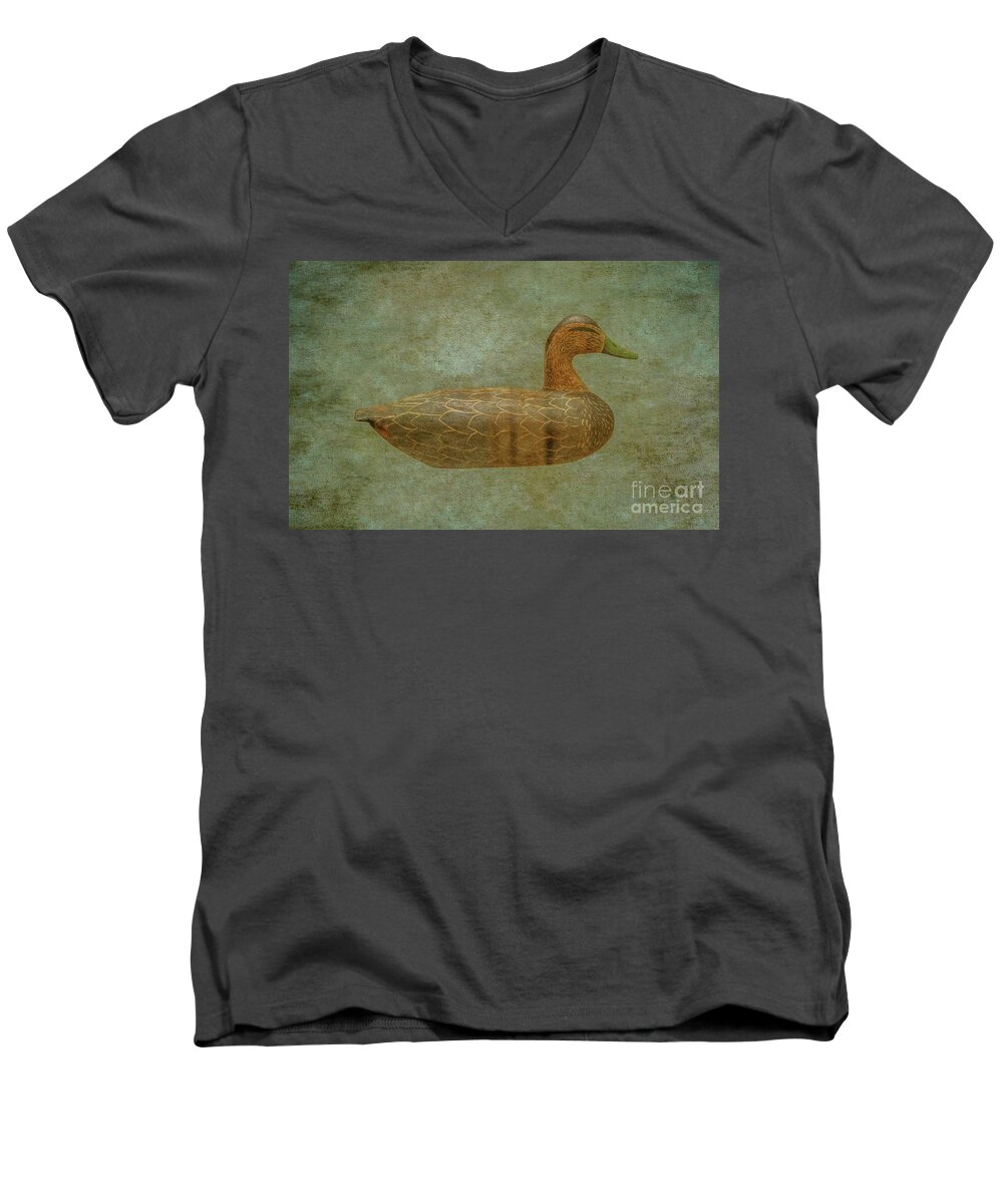 Duck Decoys On Brown Men's V-Neck T-Shirt featuring the digital art Duck Decoy Number Three by Randy Steele